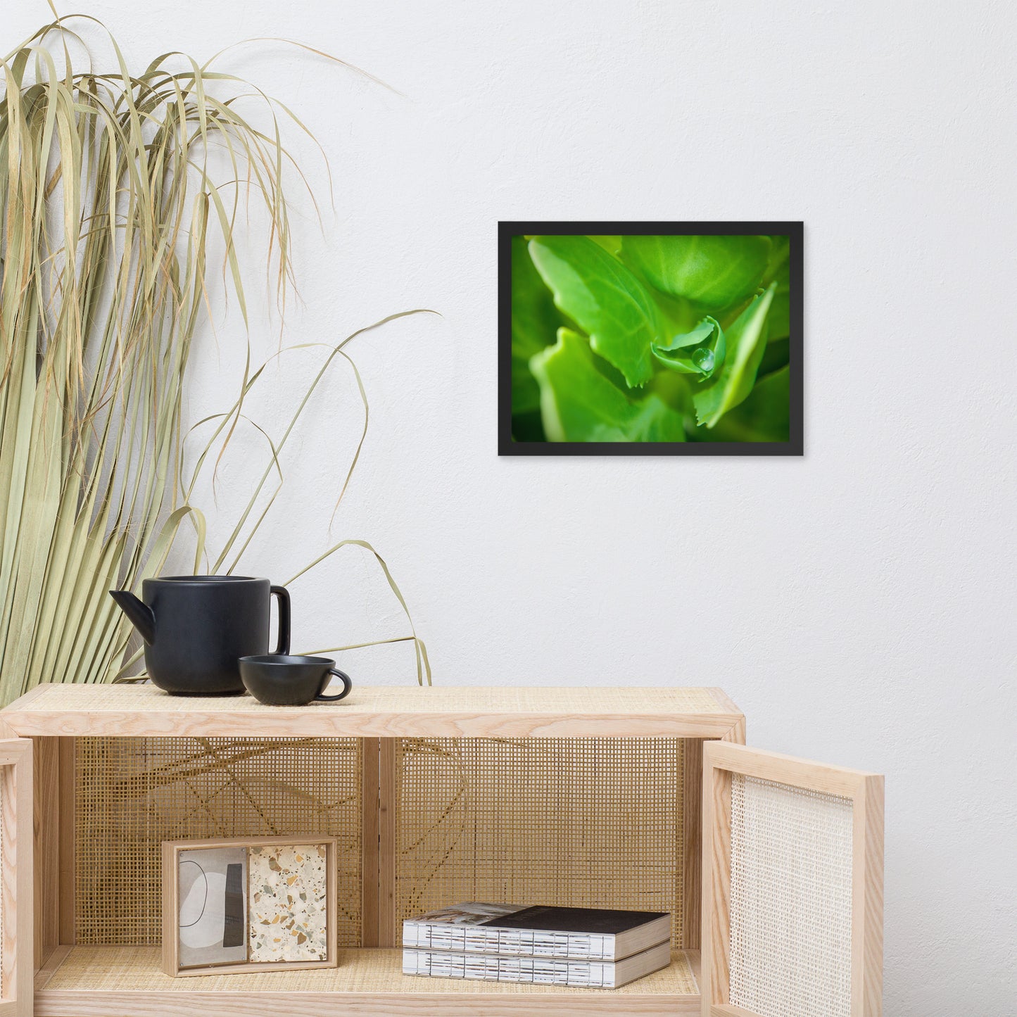 Cupped Droplet Botanical Nature Photo Framed Wall Art Print