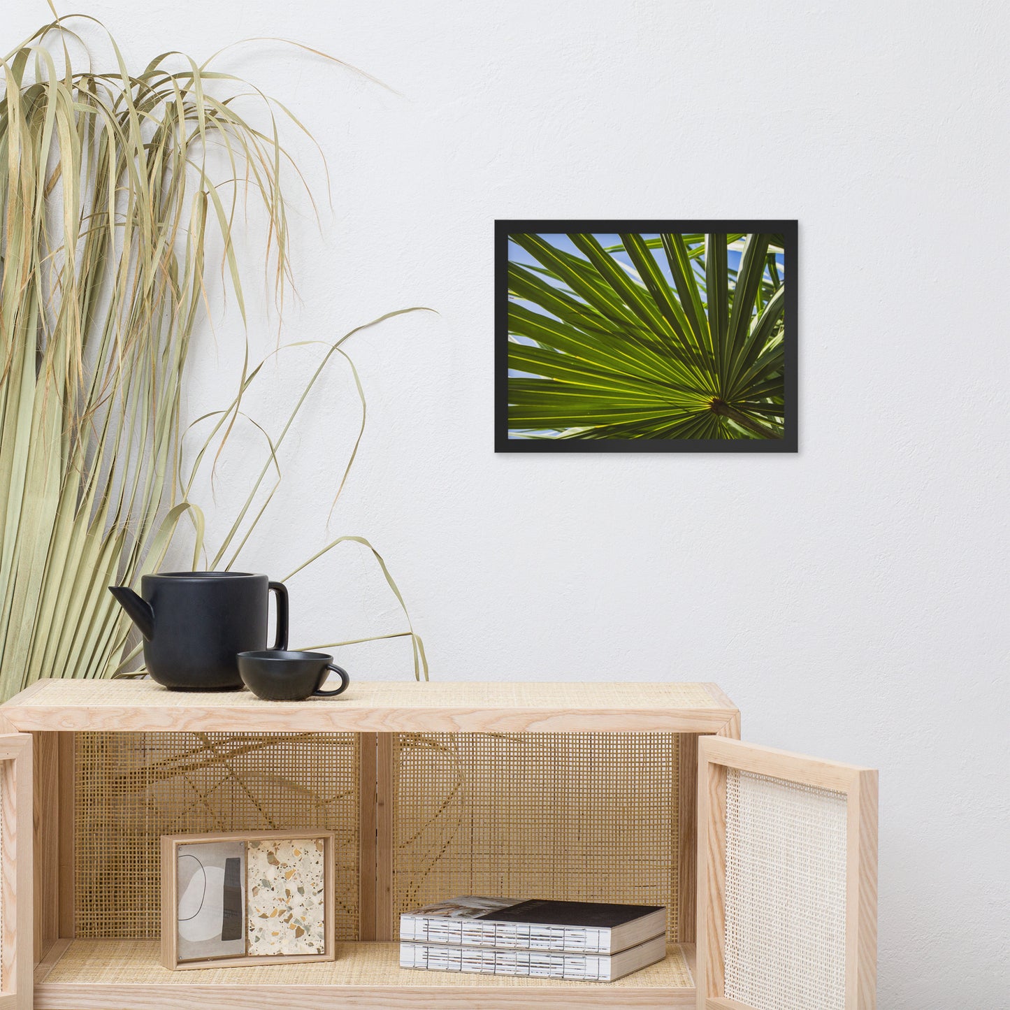 Colorized Wide Palm Leaves Botanical Nature Photo Framed Wall Art Print