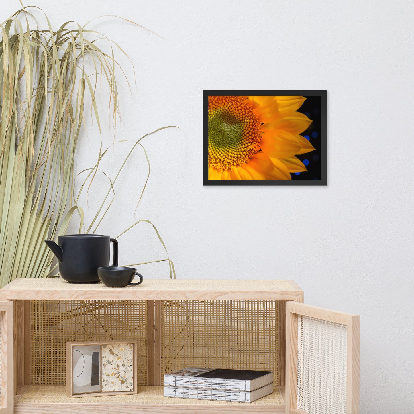 Close-up Sunflower Floral Nature Photo Framed Wall Art Print