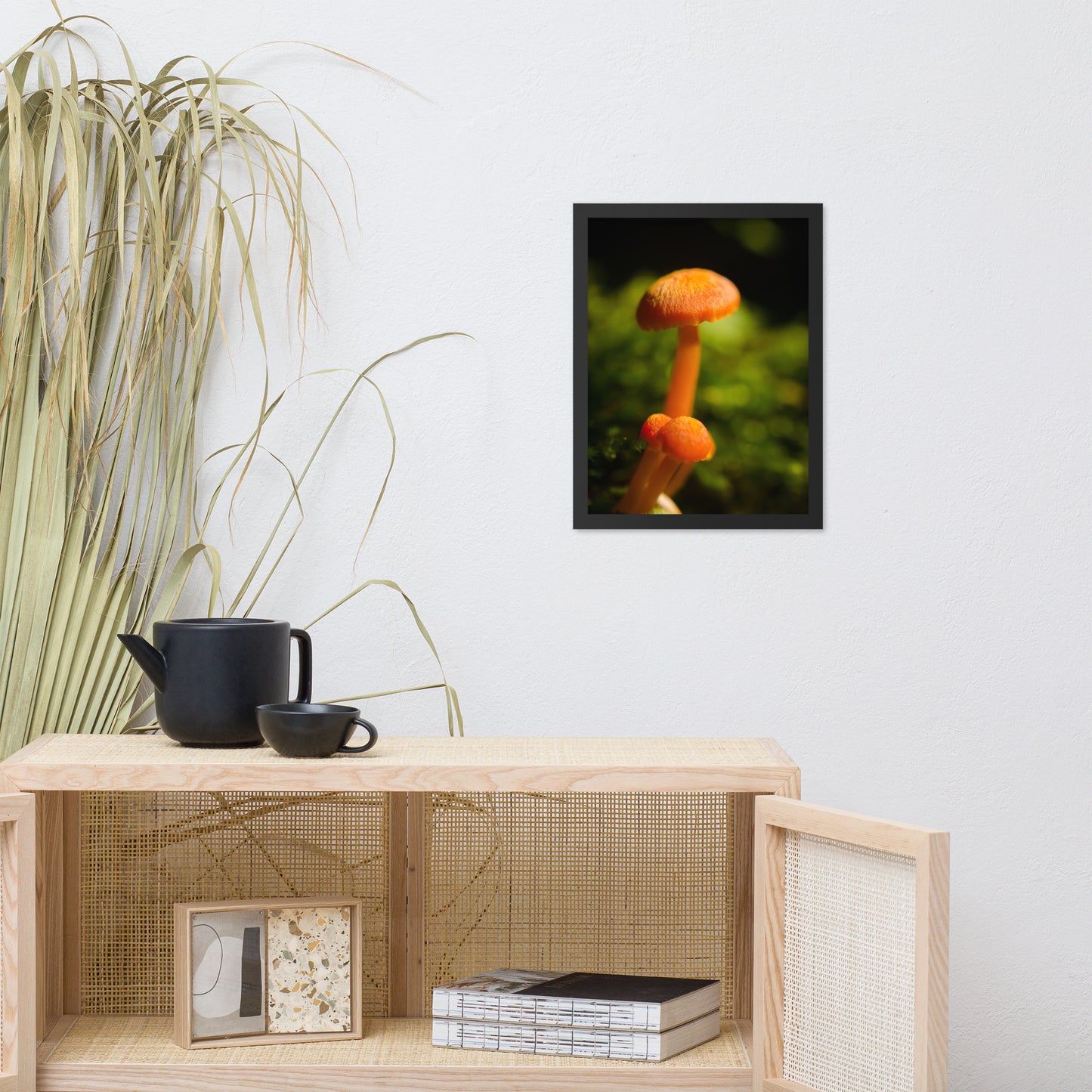 Button Top Mushrooms Botanical Nature Photo Framed Wall Art Print