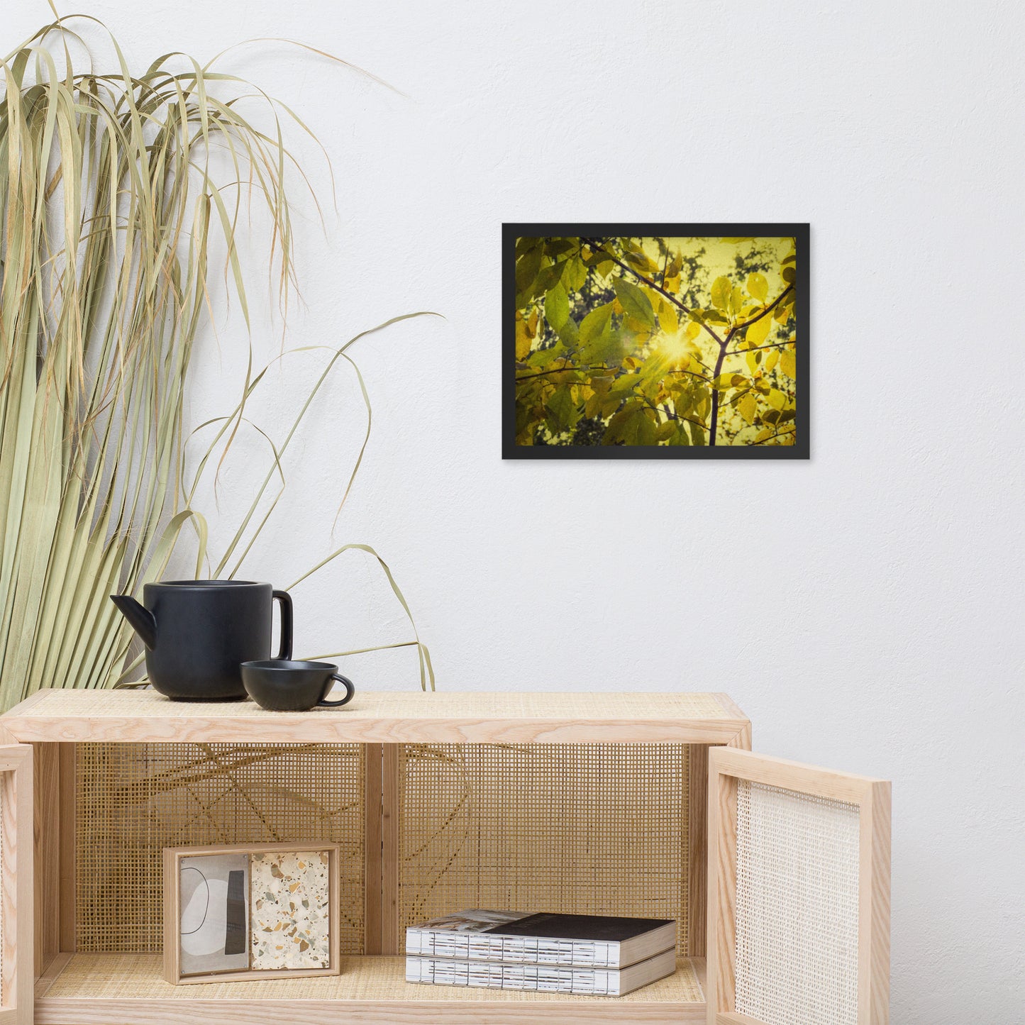 Abstract Art For Hallway: Aged Golden Leaves Abstract / Country Farmhouse Style / Botanical / Nature Photo Framed Wall Art Print - Artwork - Home Decor