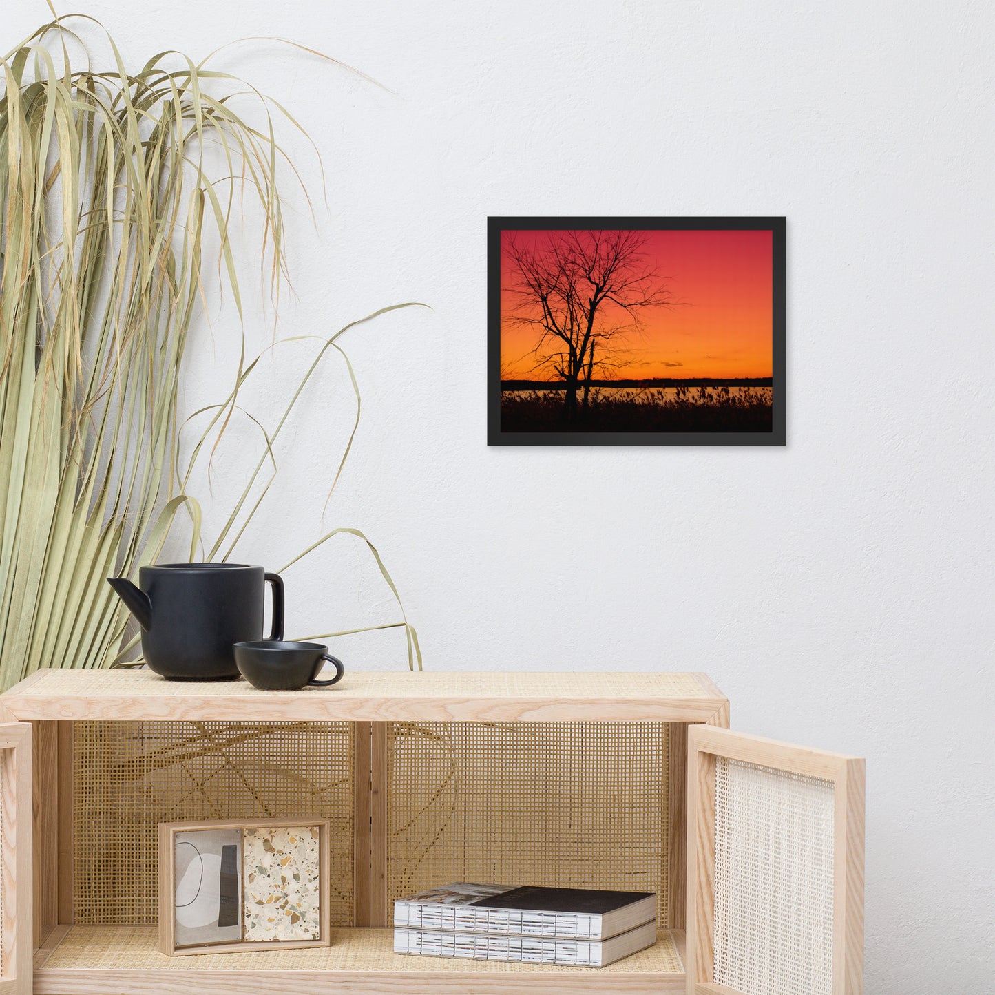 Burning Skies Rural Landscape Framed Photo Paper Wall Art Print