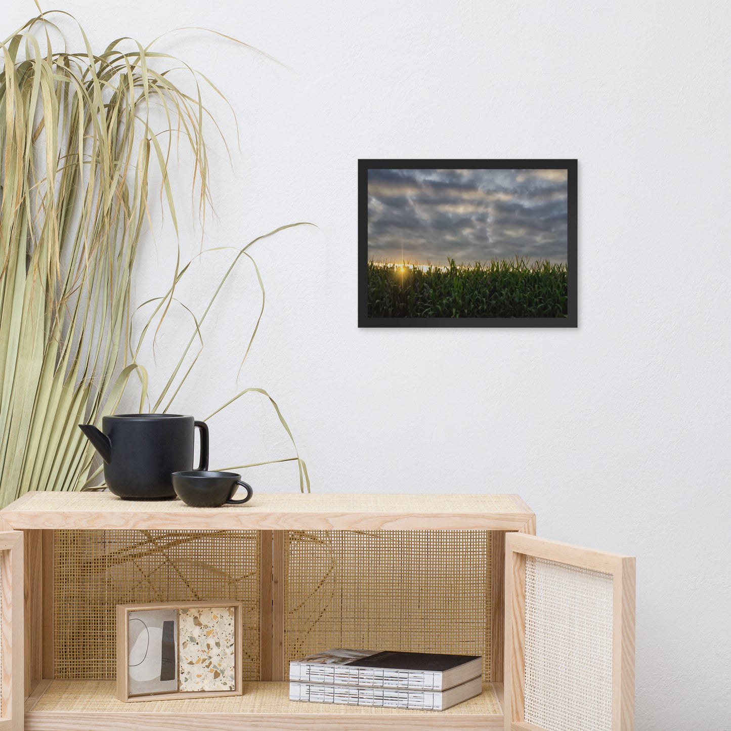 Rows of Corn Rural Landscape Framed Photo Paper Wall Art Prints