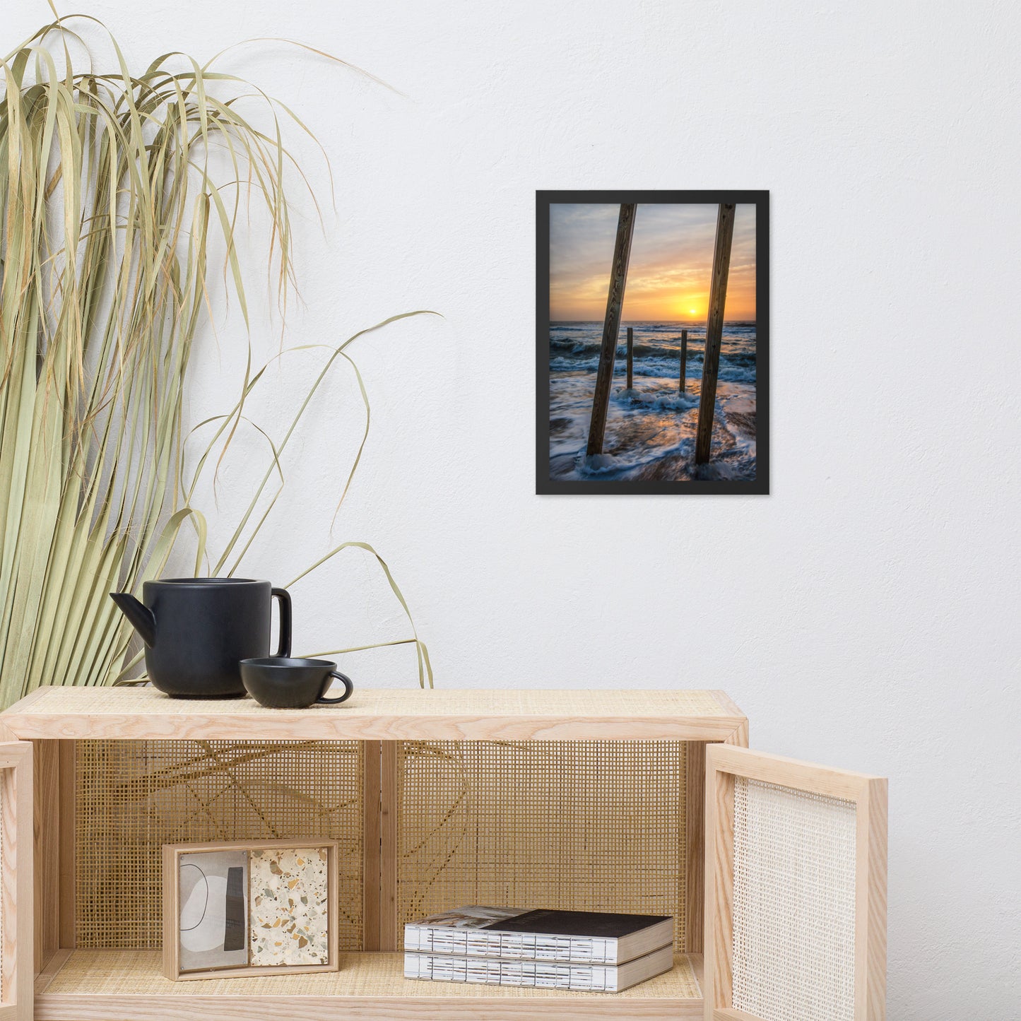 Sunrise Between the Pillars Coastal Landscape Framed Photo Paper Wall Art Prints