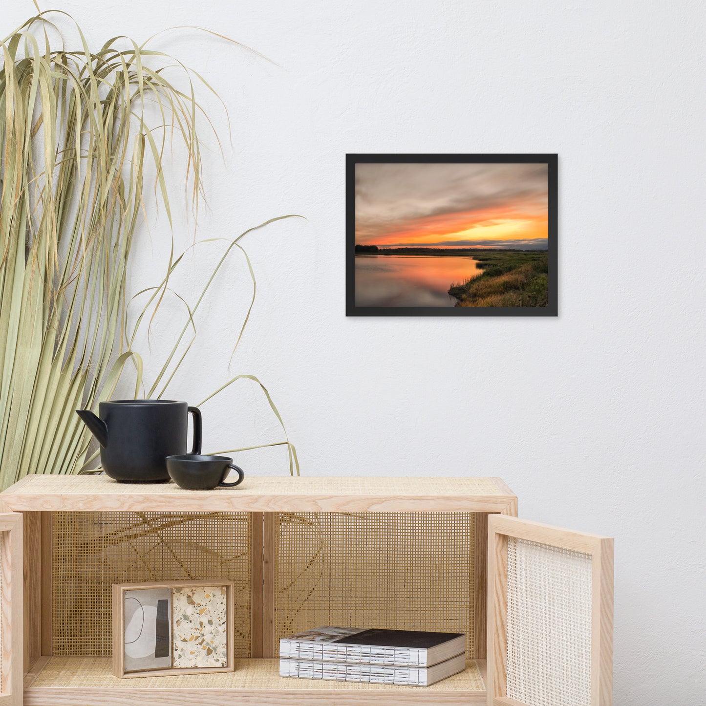 Sunset Over Woodland Marsh Framed Photo Paper Wall Art Prints