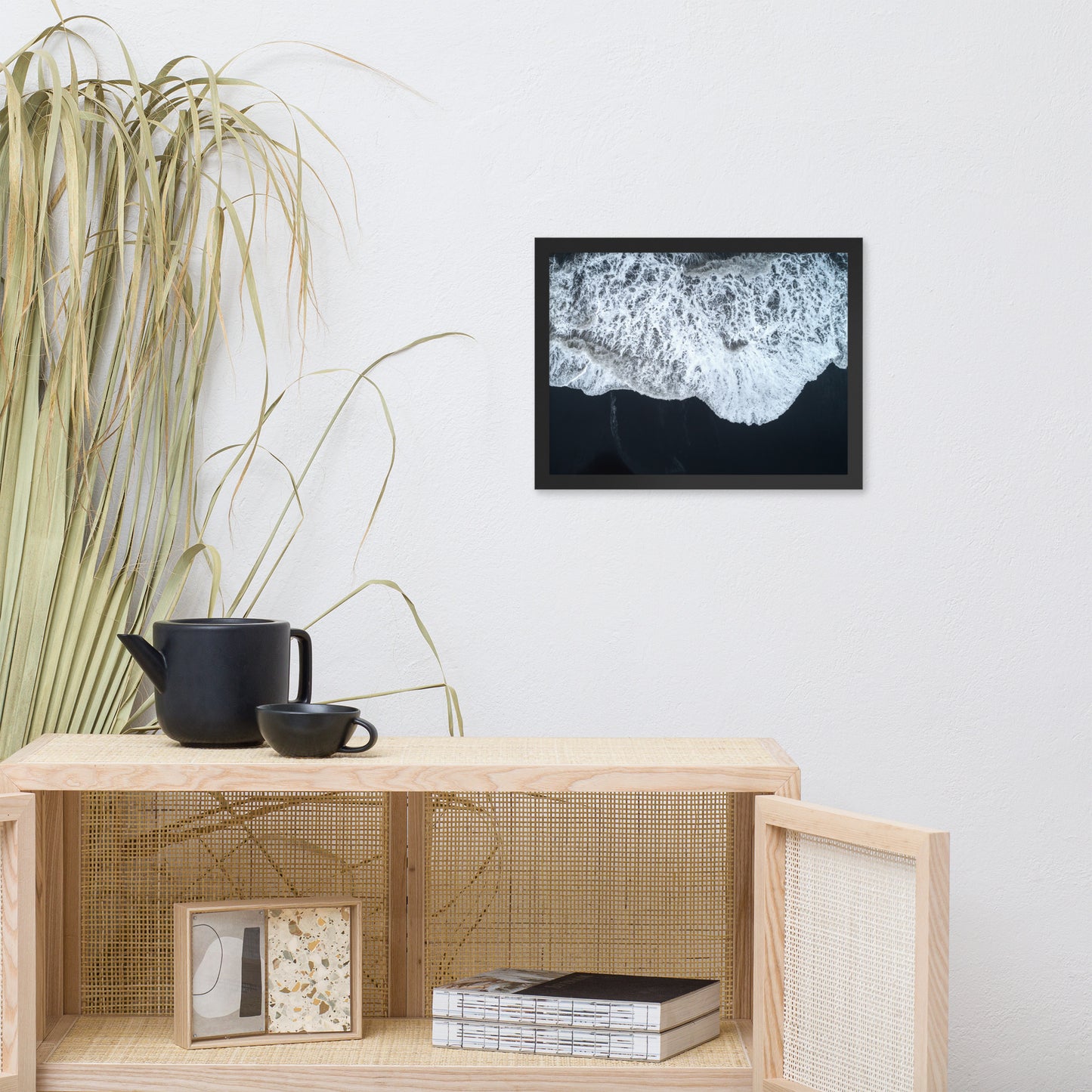 White Waters and Black Sand Coastal Landscape Framed Photo Paper Wall Art Prints