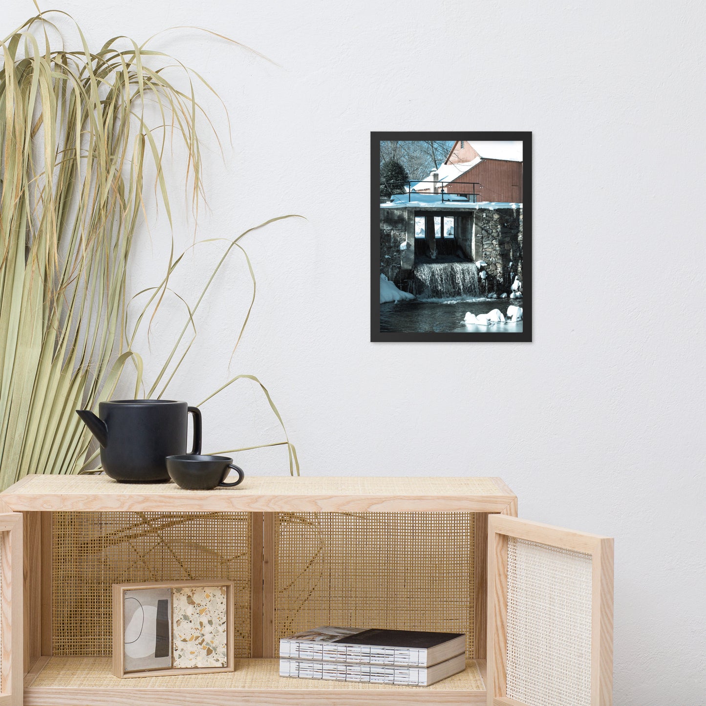 Winter Mill Rural Landscape Framed Photo Paper Wall Art Prints