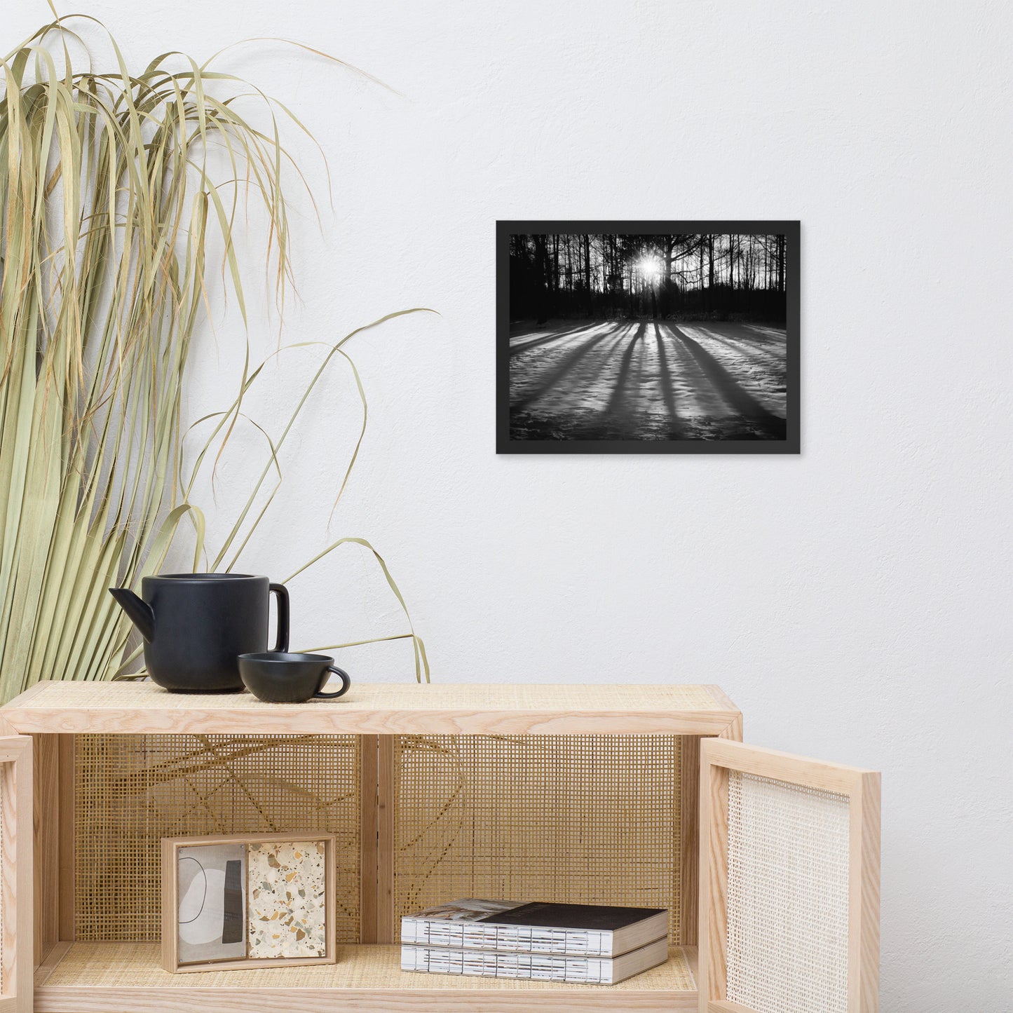 Winter Shadows from the Trees Black & White Framed Photo Paper Wall Art Prints