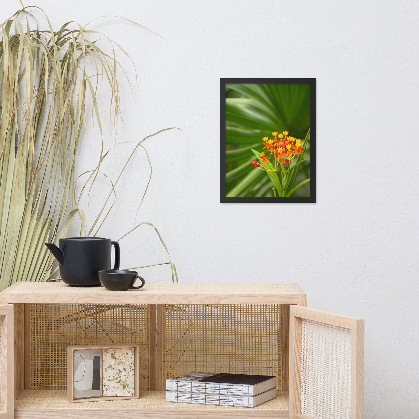 Bloodflowers and Palm Color Floral Nature Photo Framed Wall Art Print