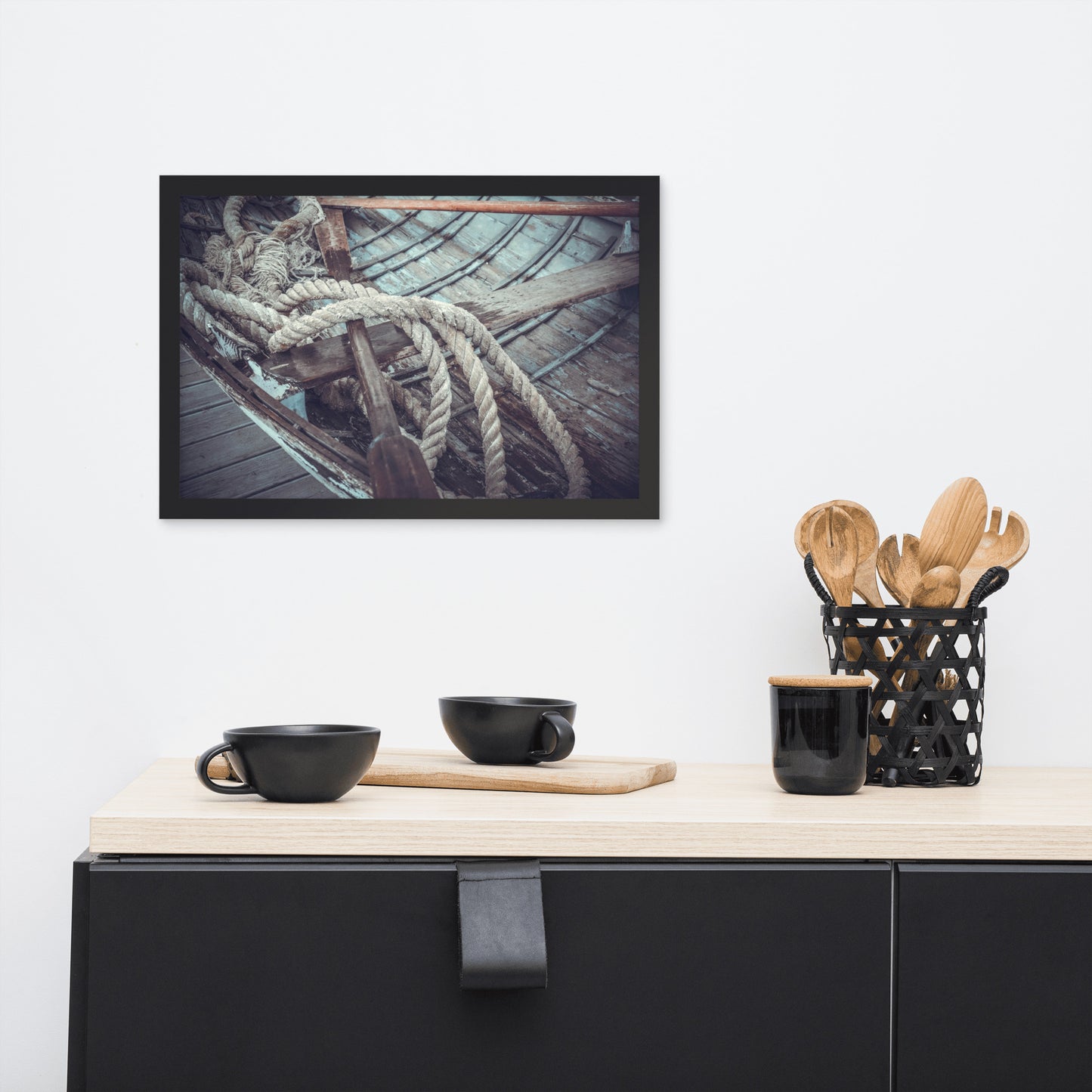 Vintage Boat Oars and Ropes Nautical Framed Wall Art Prints
