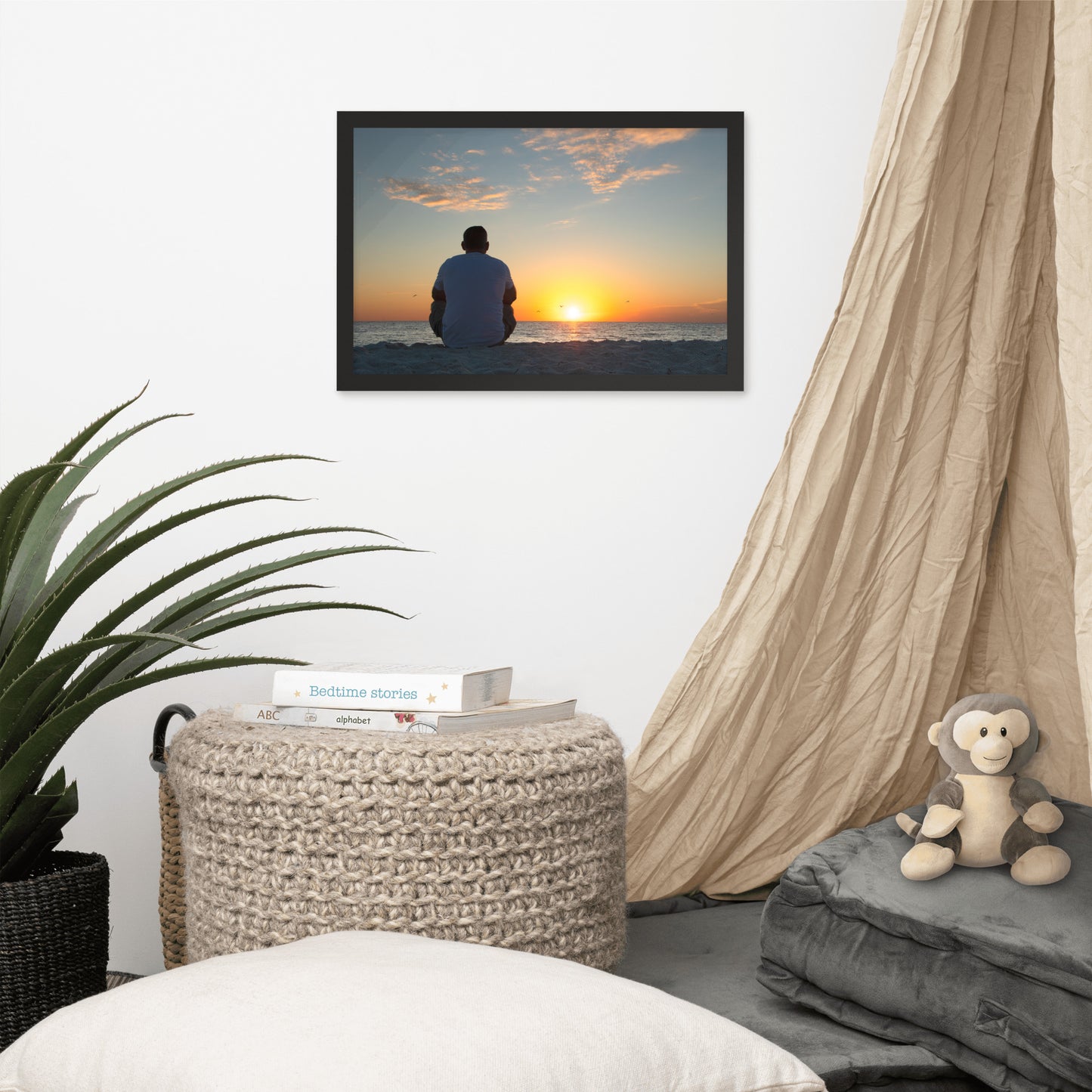 Reflections of The Day Coastal Sunset Landscape Photo Framed Wall Art Print