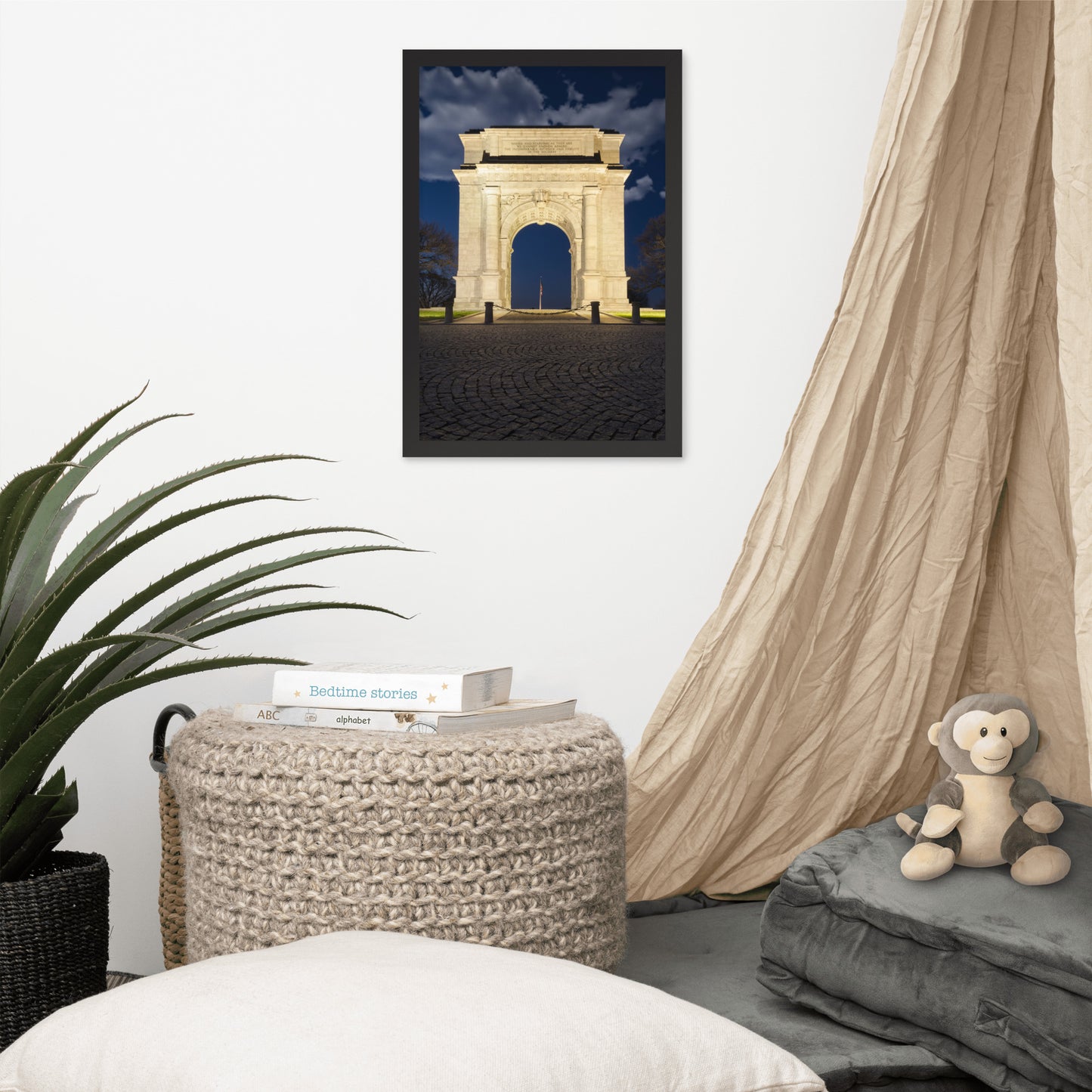 Night Photo At Valley Forge Arch Urban Landscape Photo Framed Wall Art Print