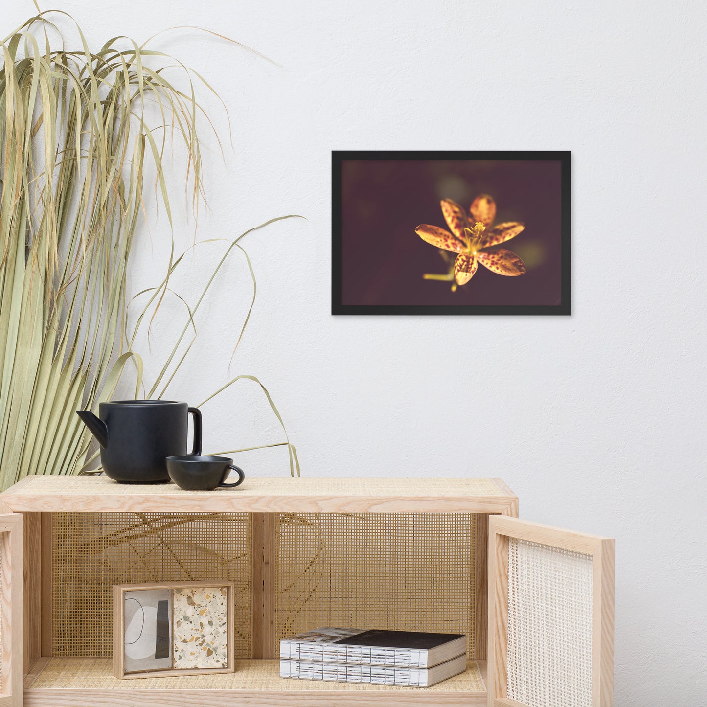 Dramatic Orange Leopard Lily Flower Floral Nature Photo Framed Wall Art Print