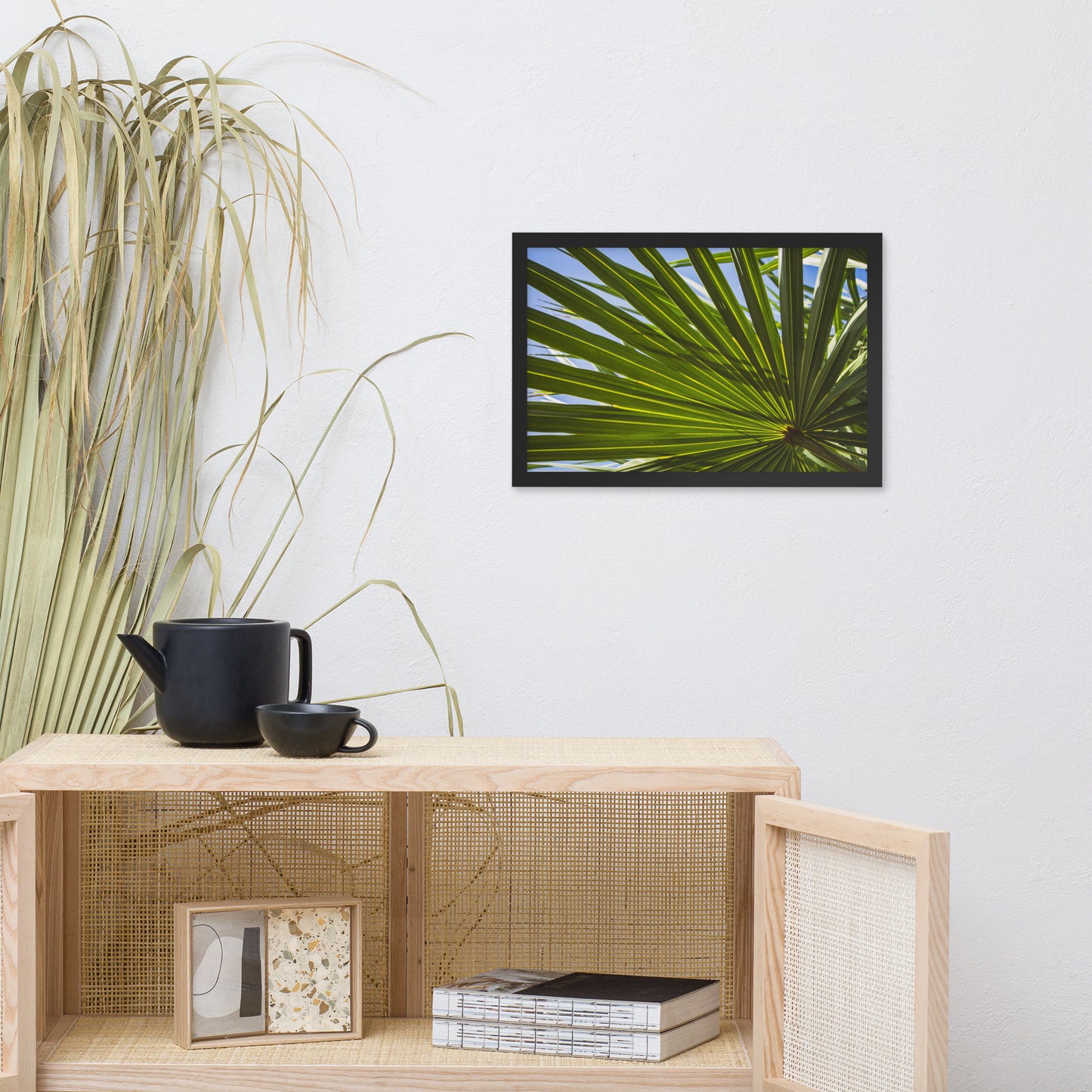Colorized Wide Palm Leaves Botanical Nature Photo Framed Wall Art Print