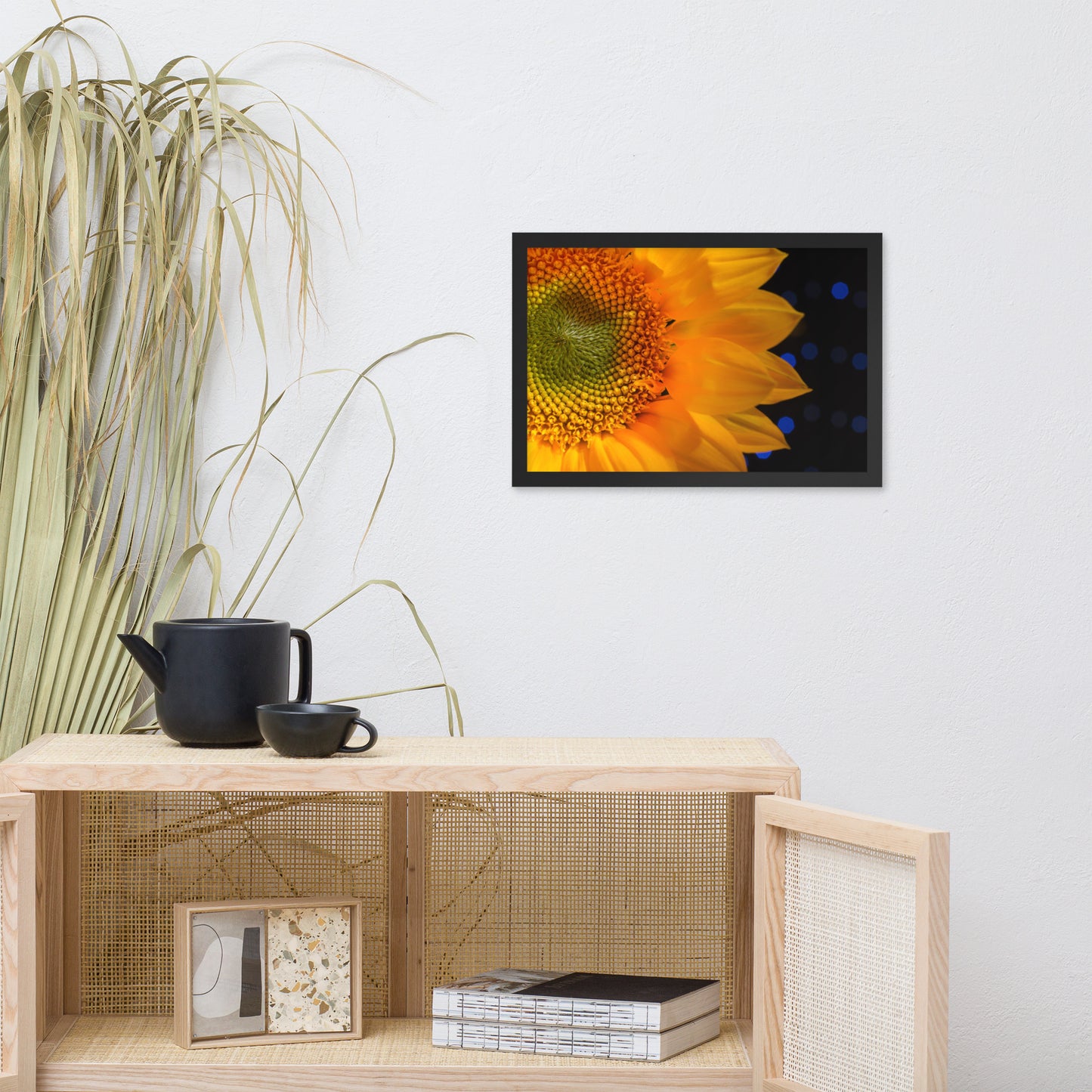 Close-up Sunflower Floral Nature Photo Framed Wall Art Print