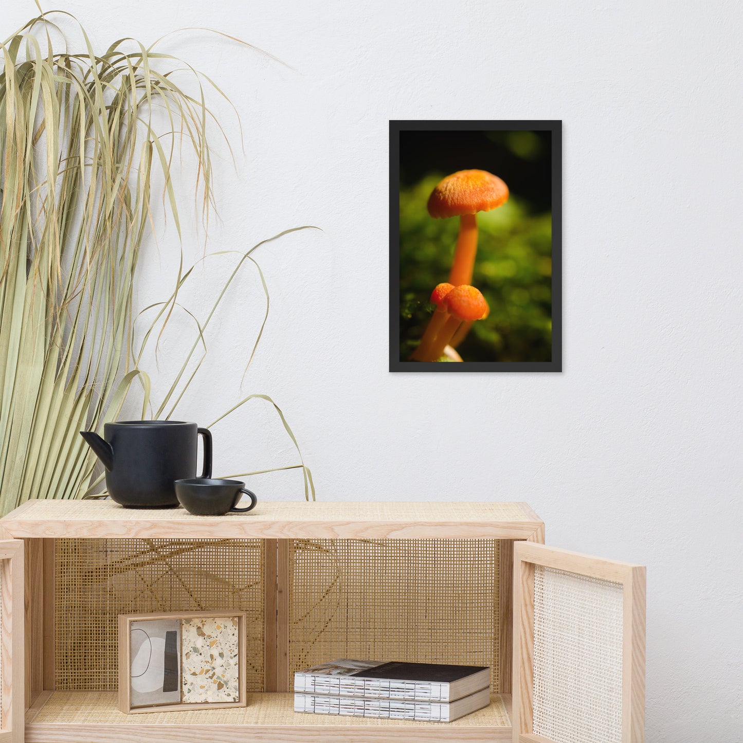 Button Top Mushrooms Botanical Nature Photo Framed Wall Art Print