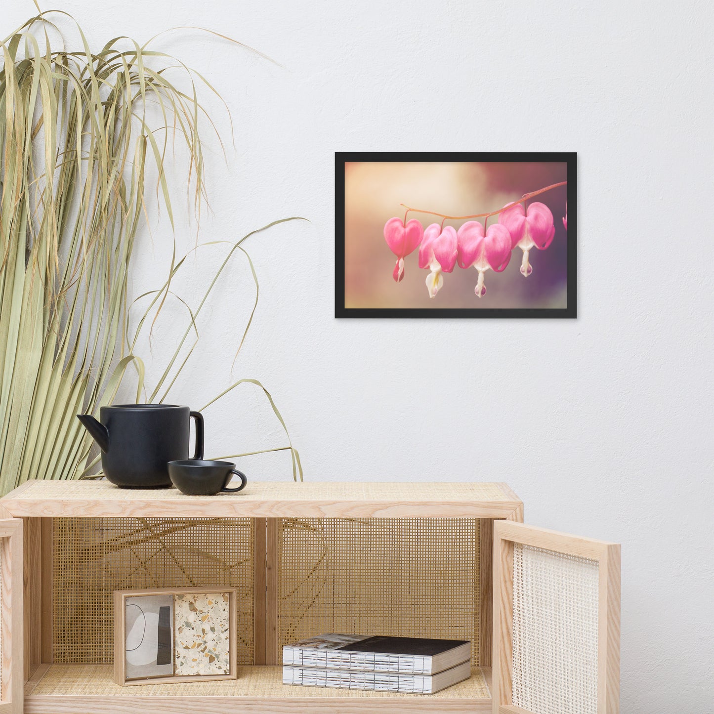 Be Still My Bleeding Heart Warm Summer Glow Floral Nature Photo Framed Wall Art Print