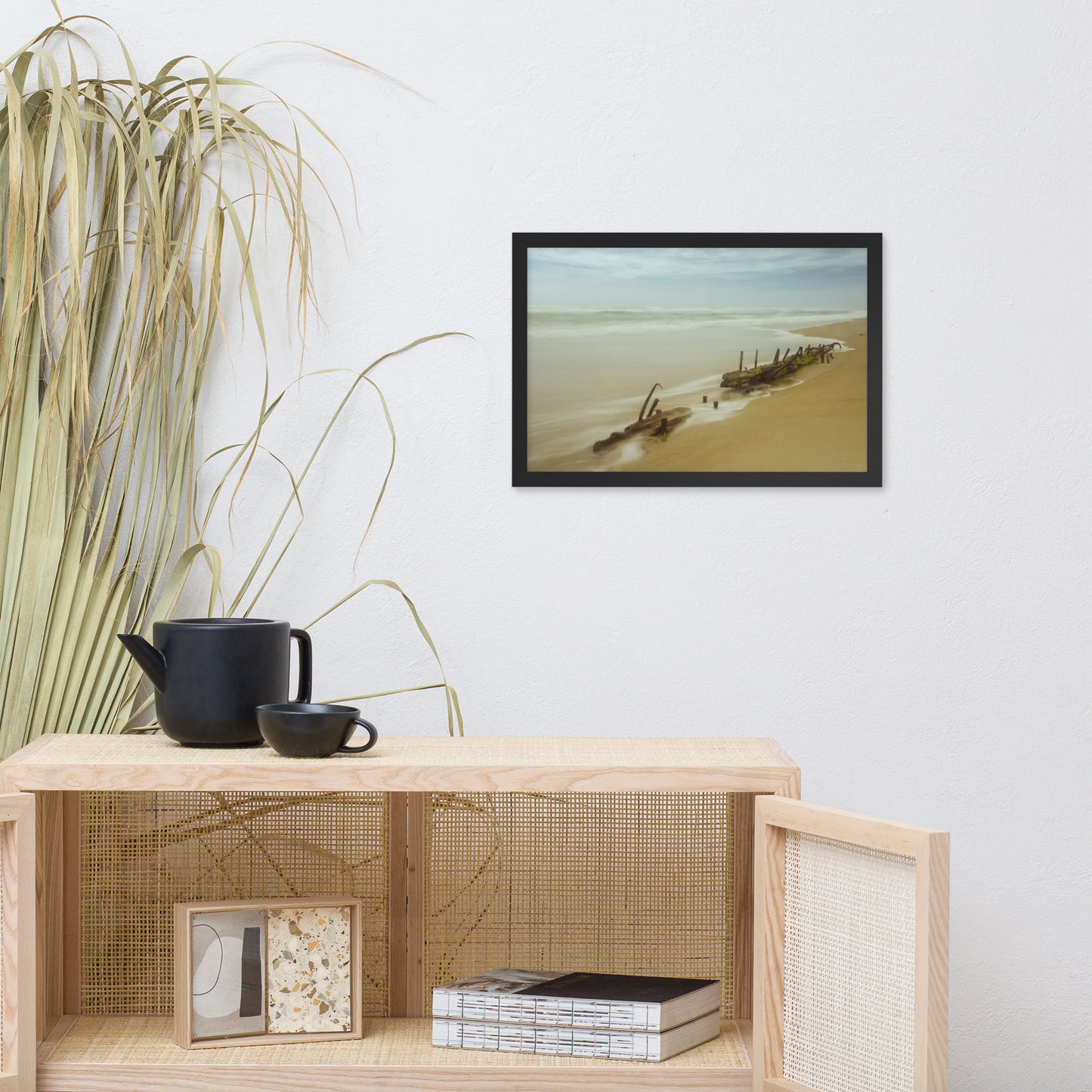 Misty Shipwreck Coastal Landscape Framed Photo Paper Wall Art Prints