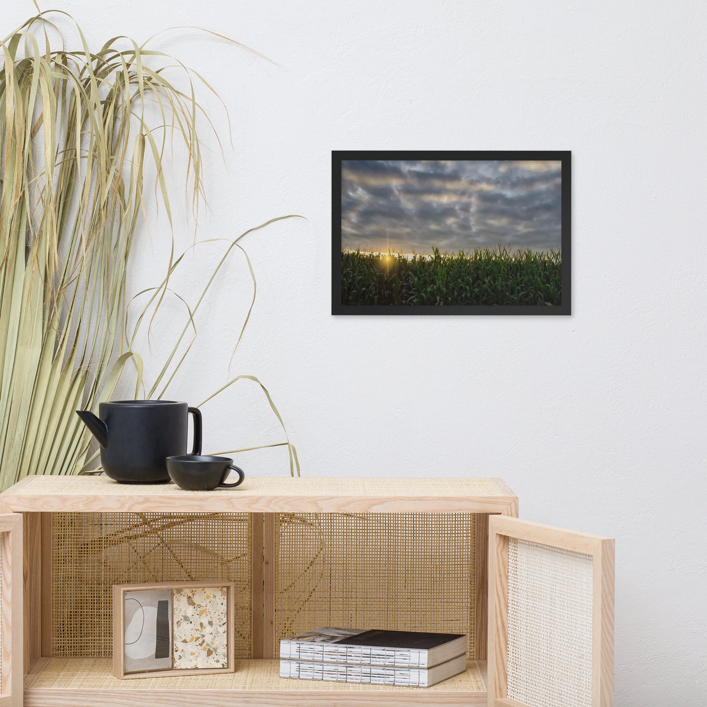 Rows of Corn Rural Landscape Framed Photo Paper Wall Art Prints
