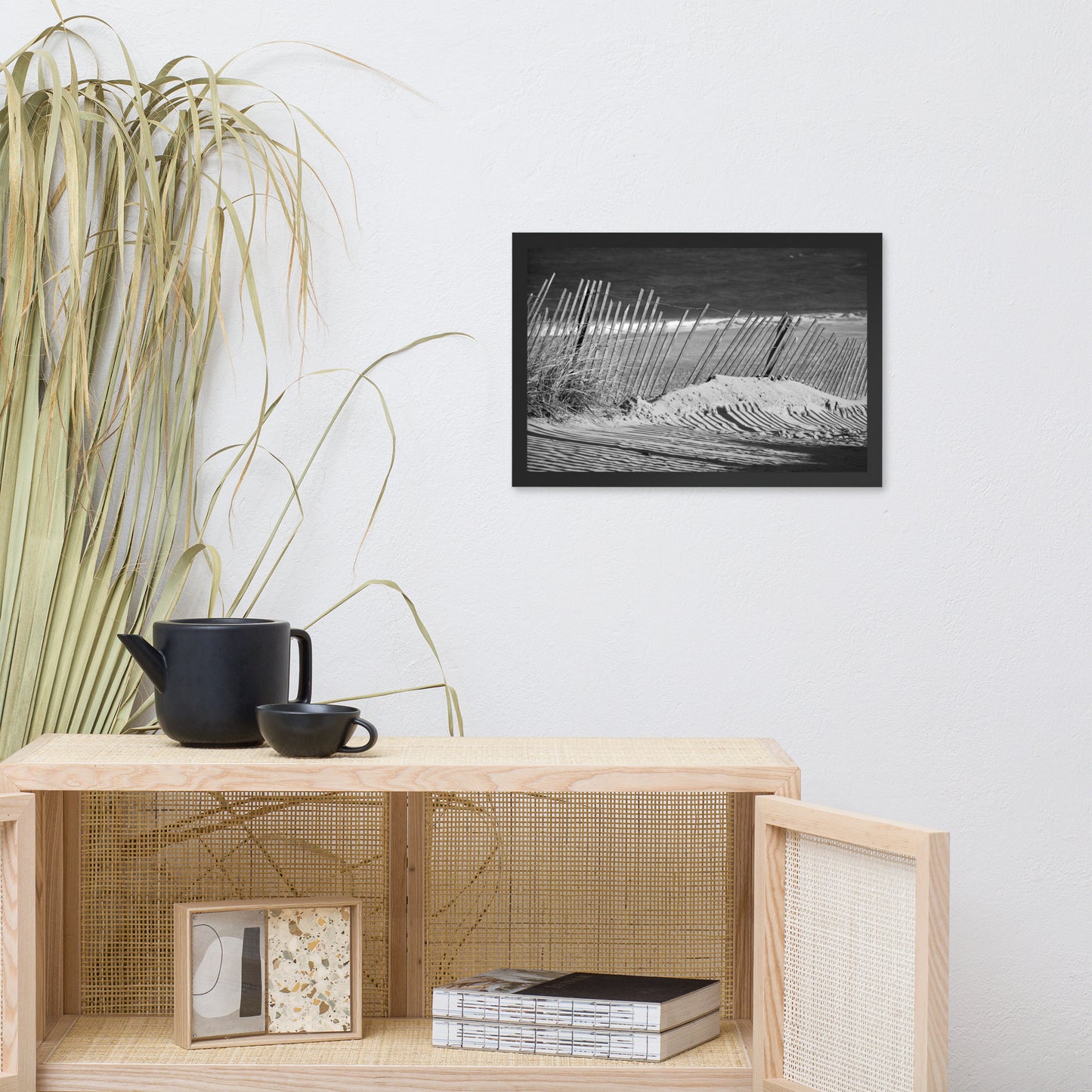 Sandy Beach Fence at the Shore Landscape Framed Photo Paper Wall Art Prints