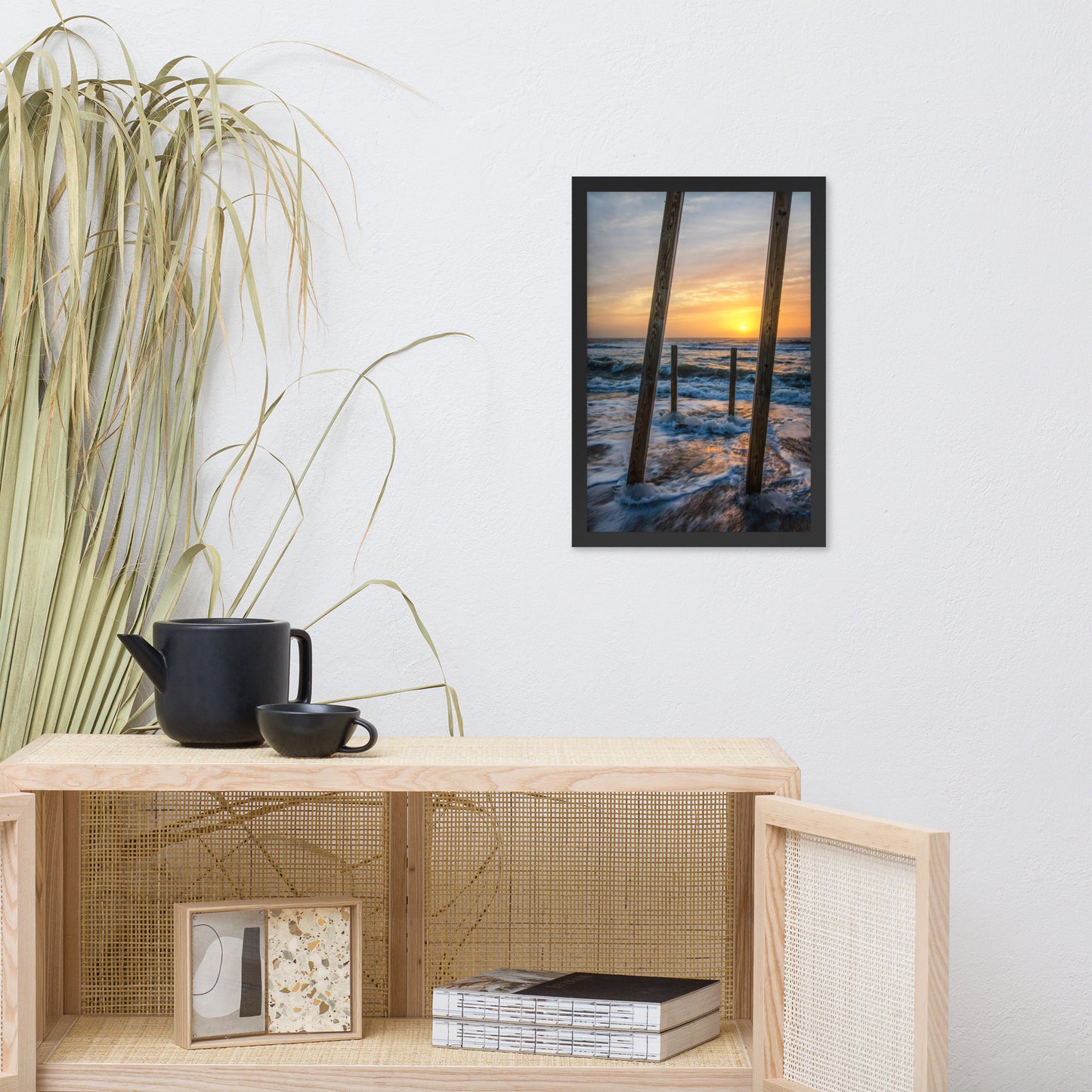 Sunrise Between the Pillars Coastal Landscape Framed Photo Paper Wall Art Prints