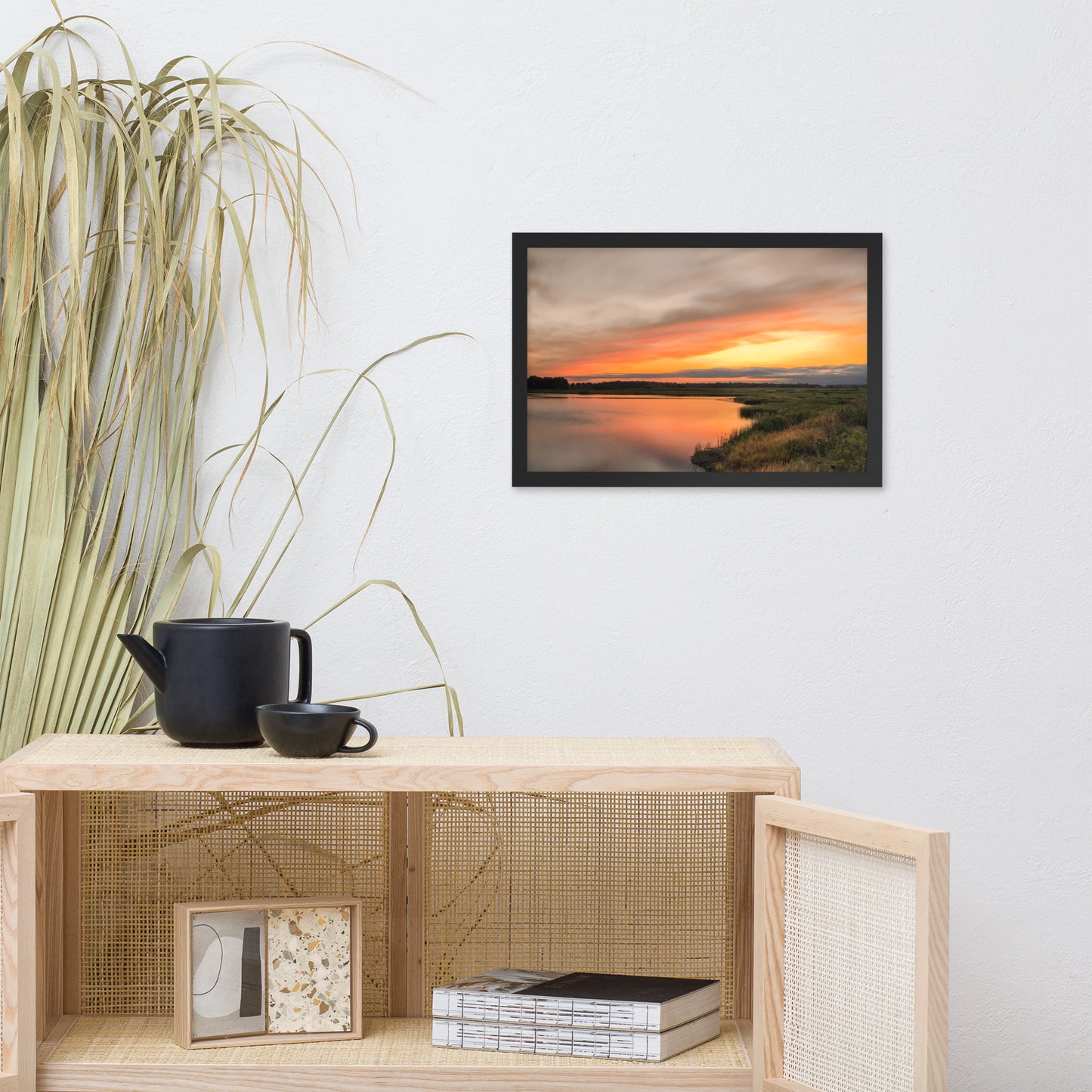 Sunset Over Woodland Marsh Framed Photo Paper Wall Art Prints