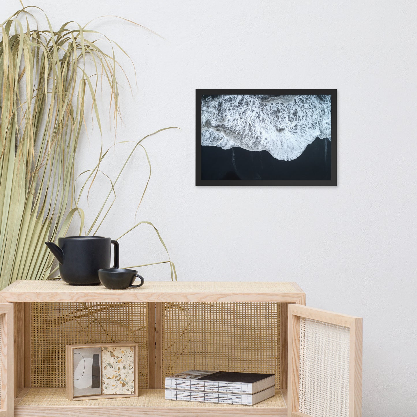 White Waters and Black Sand Coastal Landscape Framed Photo Paper Wall Art Prints