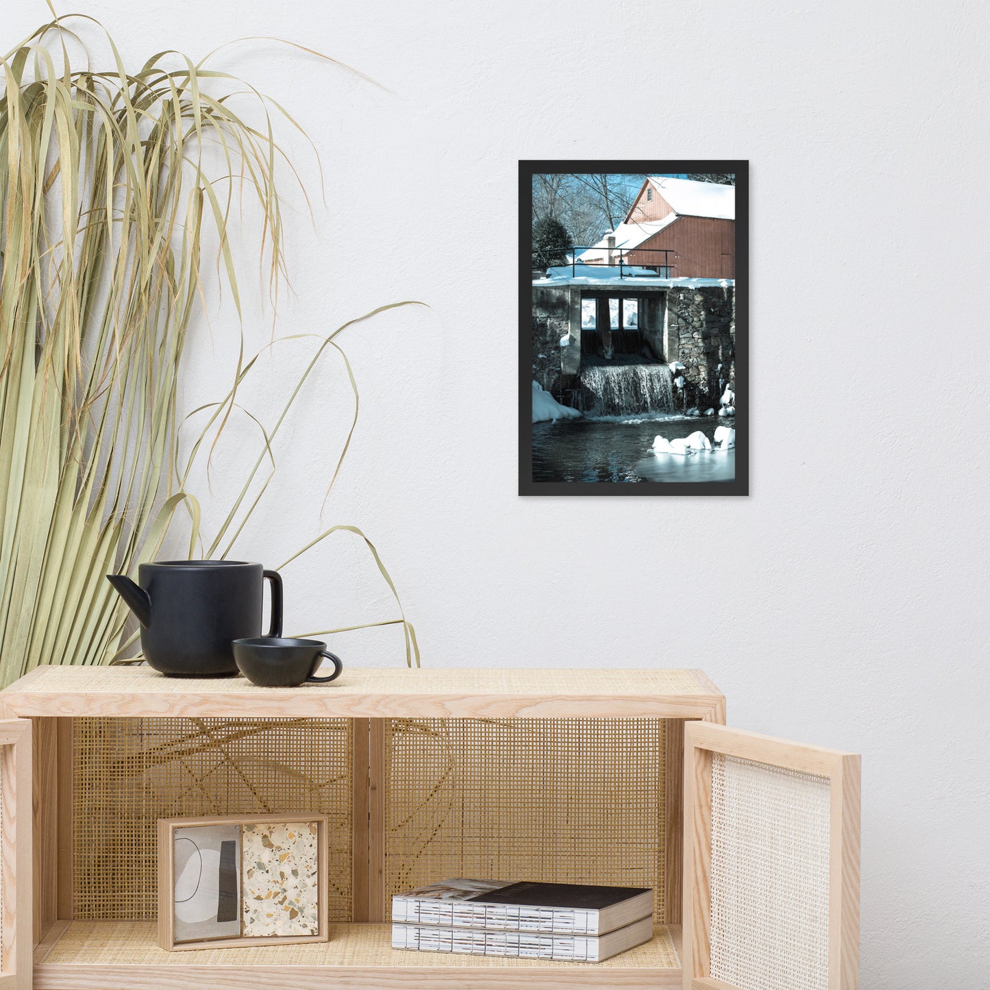 Winter Mill Rural Landscape Framed Photo Paper Wall Art Prints