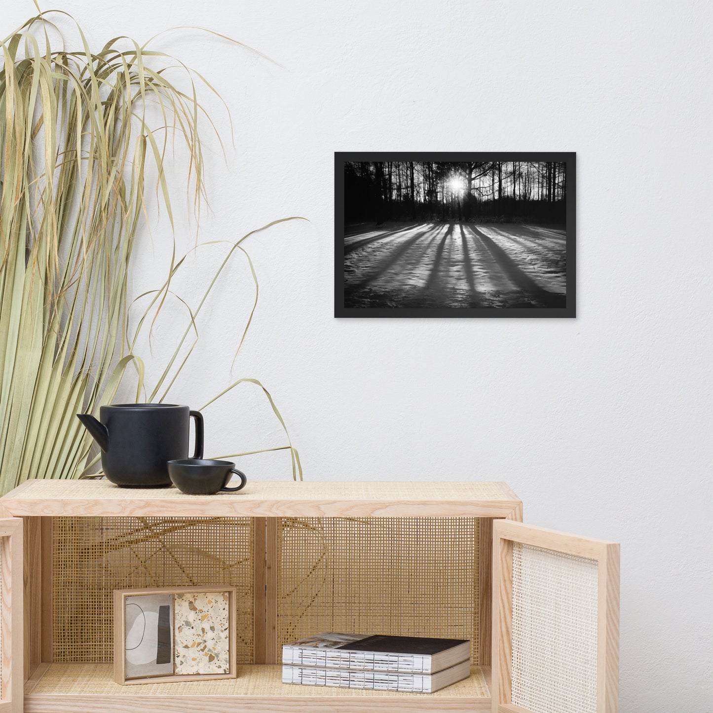 Winter Shadows from the Trees Black & White Framed Photo Paper Wall Art Prints