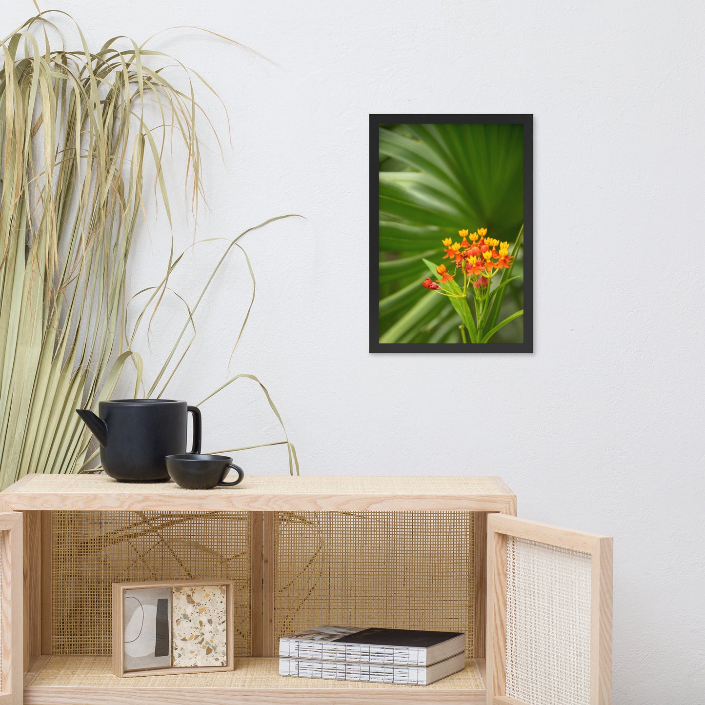 Bloodflowers and Palm Color Floral Nature Photo Framed Wall Art Print