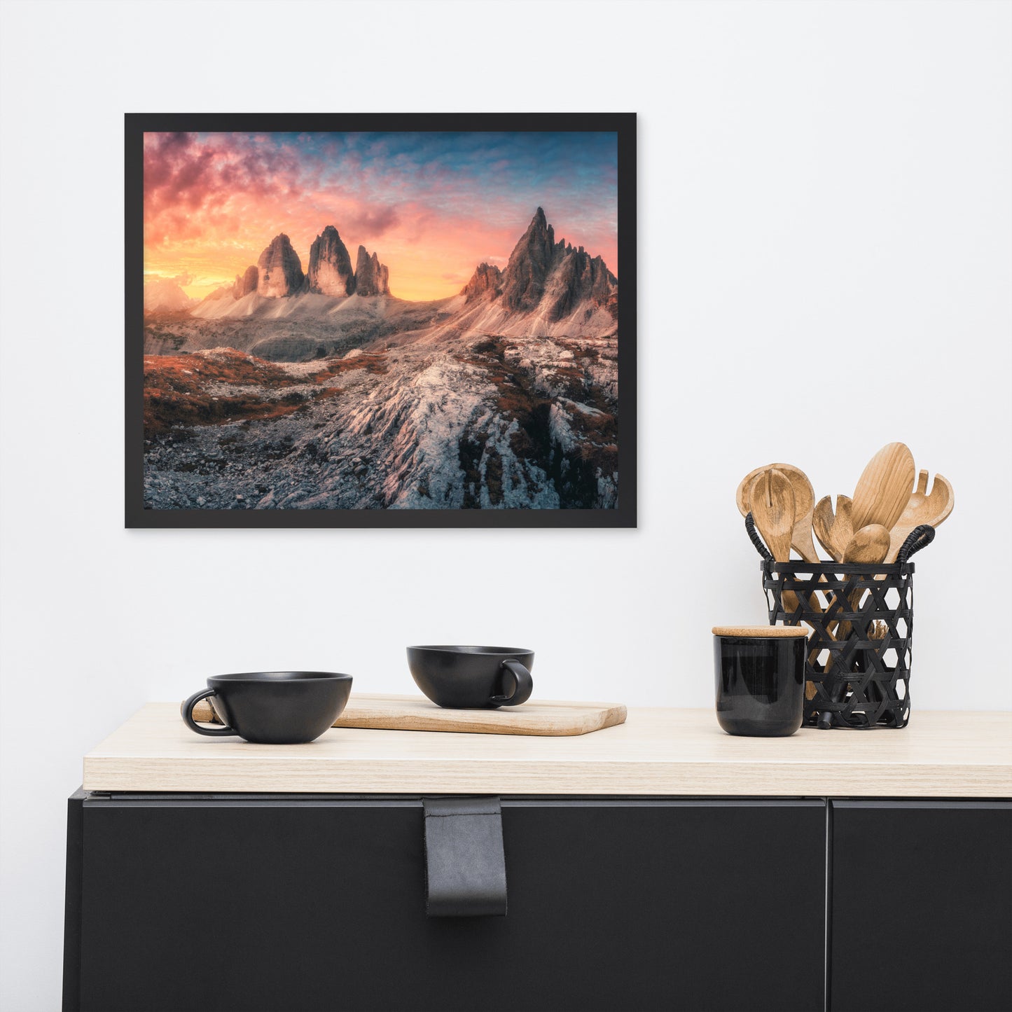 Mountain Colorful Cloudy Sunset 2 Framed Wall Art Print