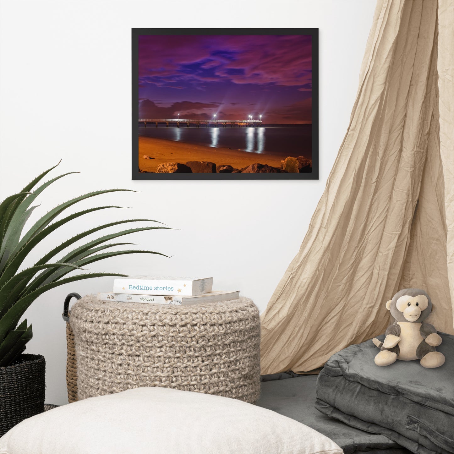 The Pier At Woodland Beach Urban Landscape Photo Framed Wall Art Print