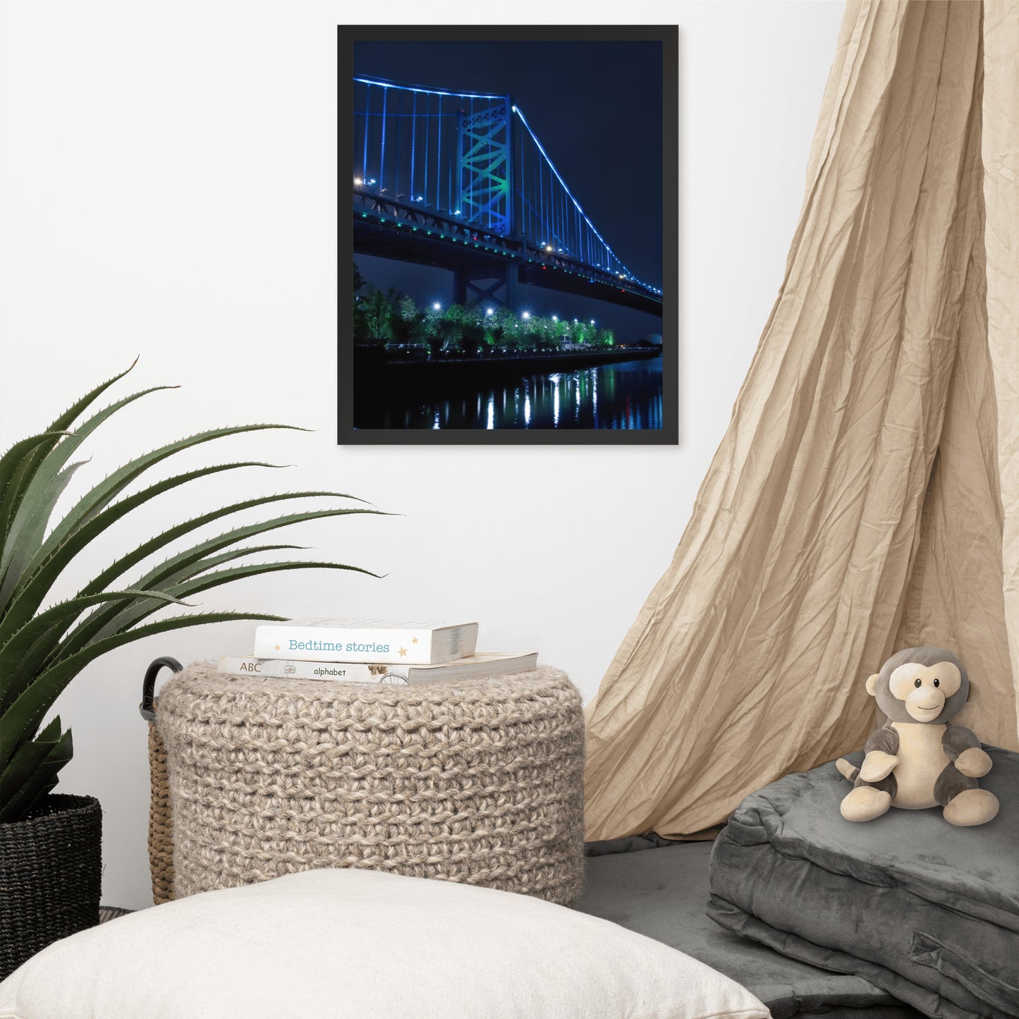 The Ben Franklin Bridge 3 Urban Landscape Photo Framed Wall Art Print