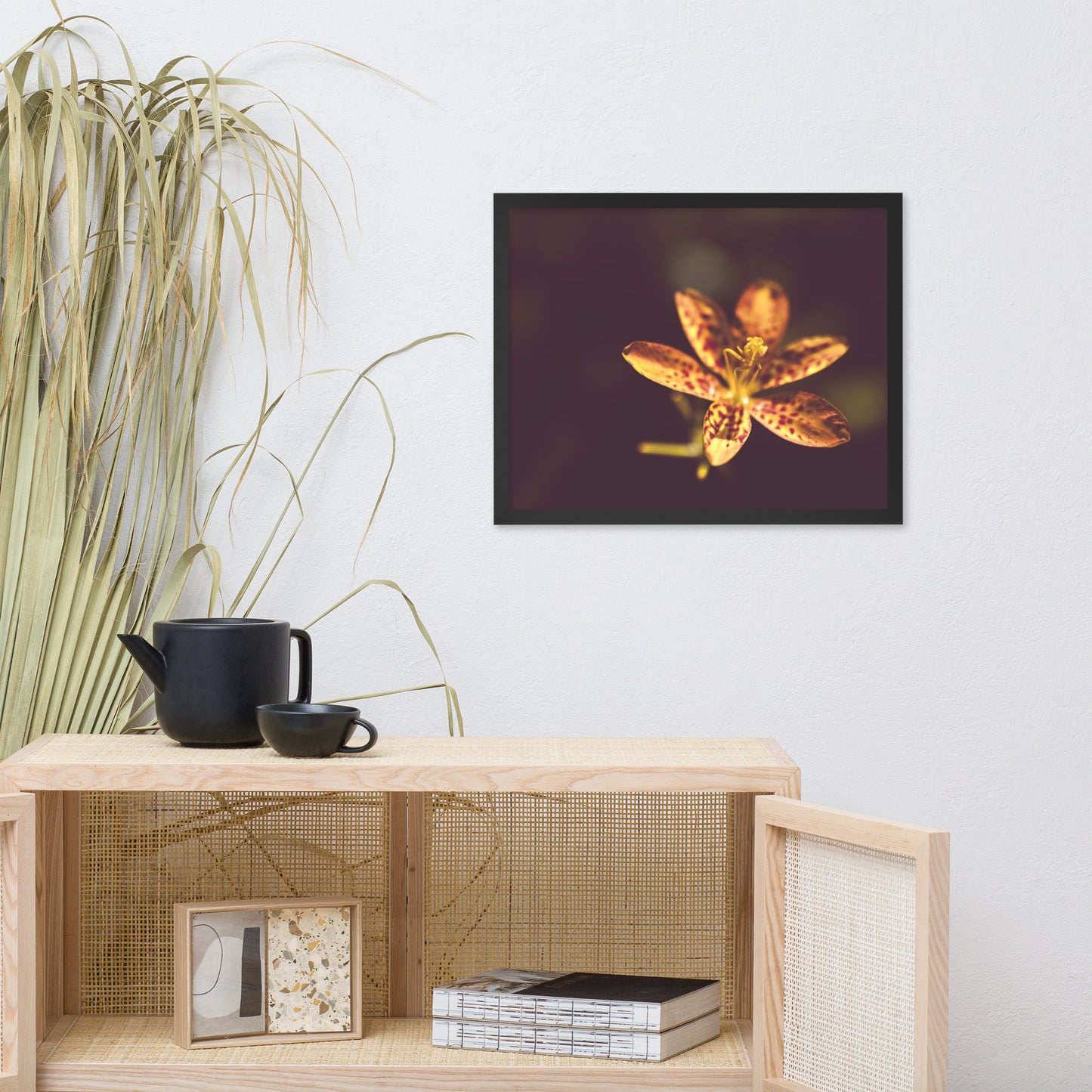 Dramatic Orange Leopard Lily Flower Floral Nature Photo Framed Wall Art Print