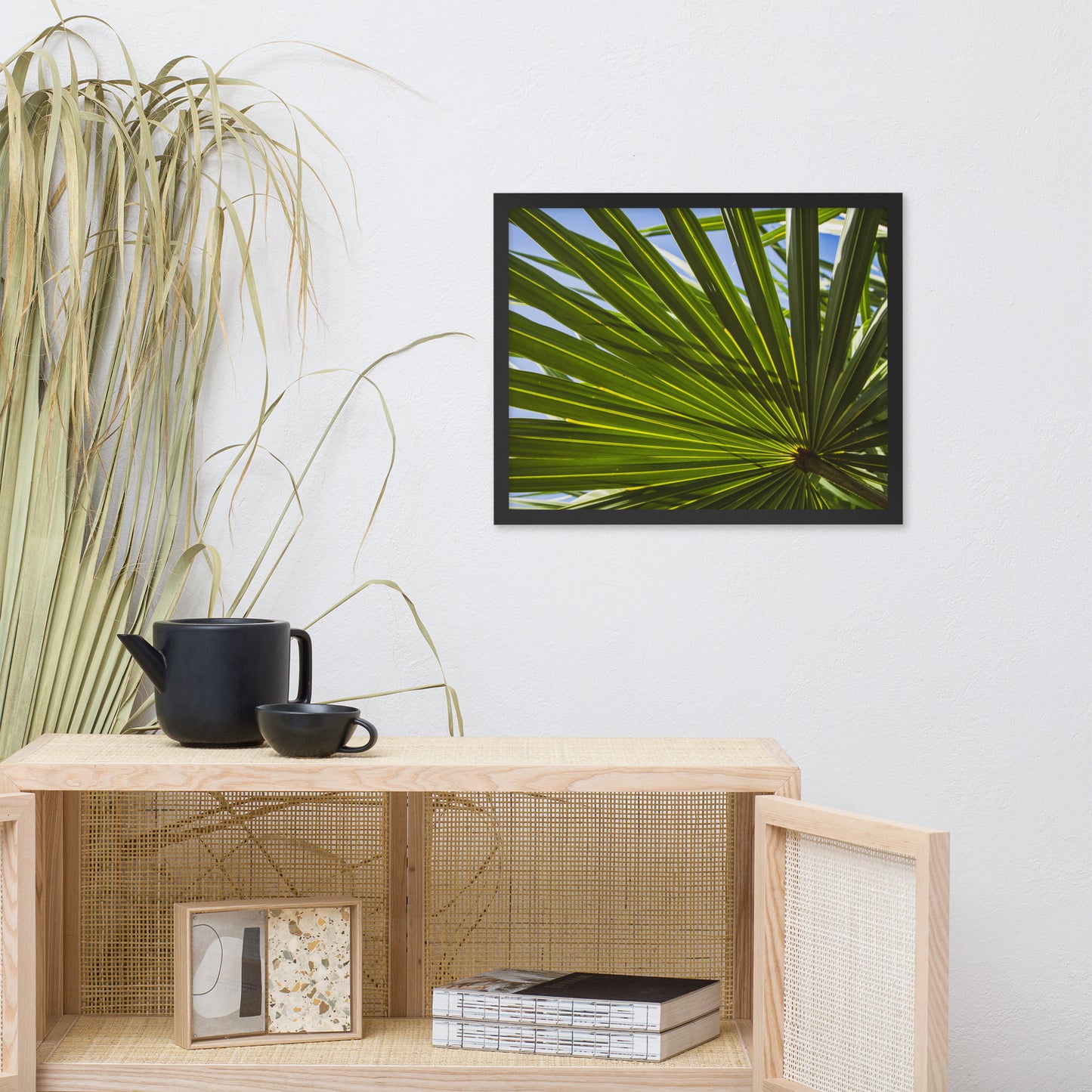 Colorized Wide Palm Leaves Botanical Nature Photo Framed Wall Art Print
