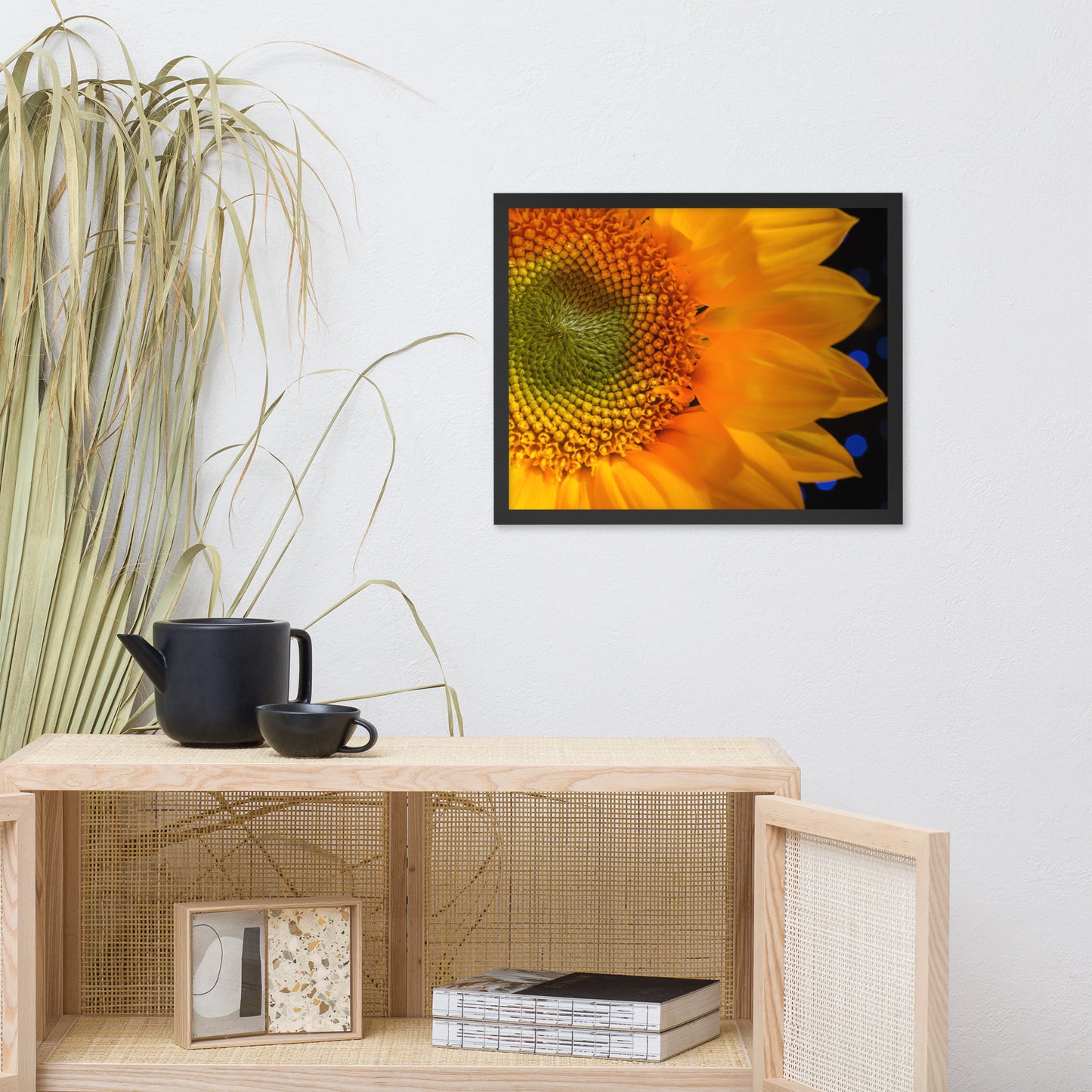Close-up Sunflower Floral Nature Photo Framed Wall Art Print