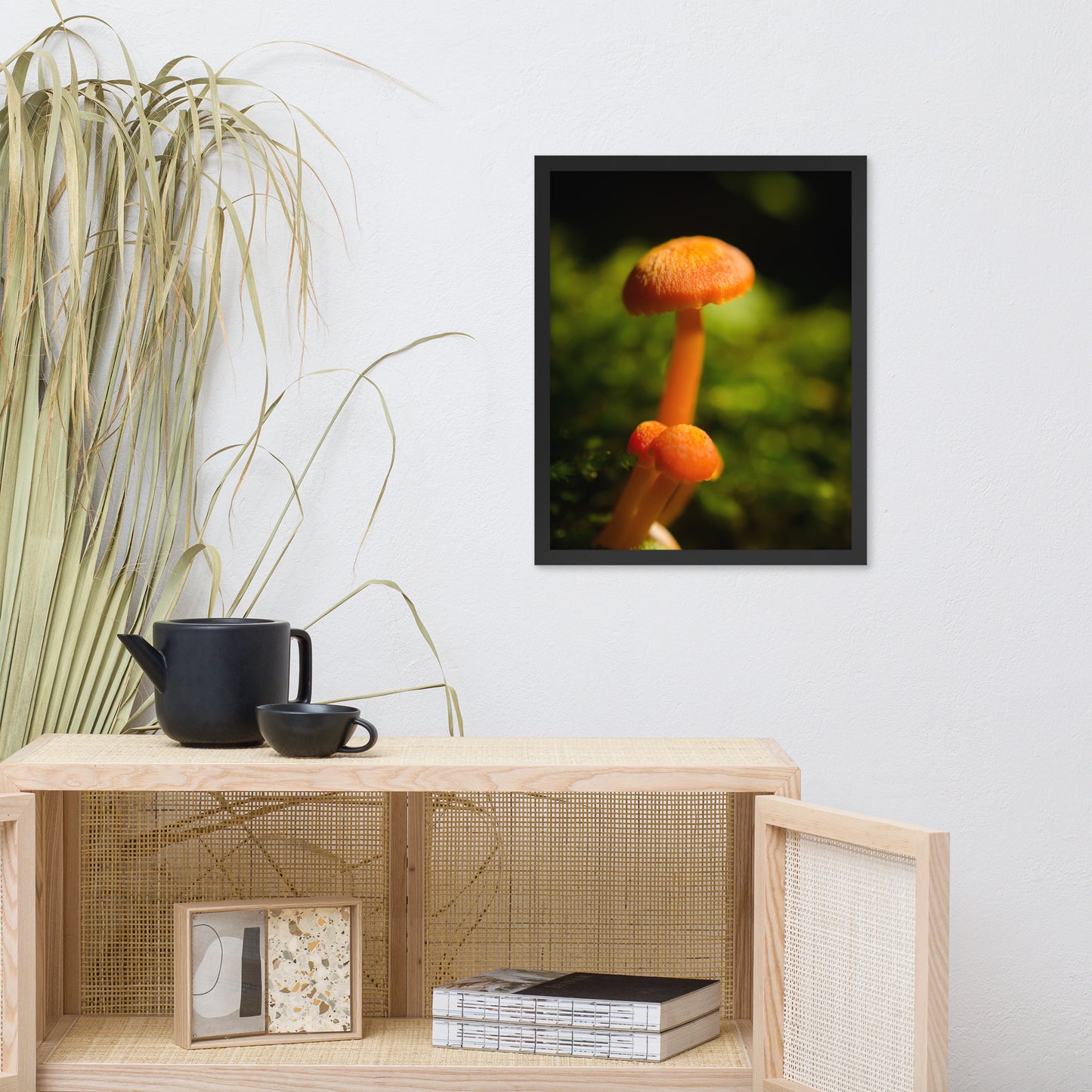 Button Top Mushrooms Botanical Nature Photo Framed Wall Art Print