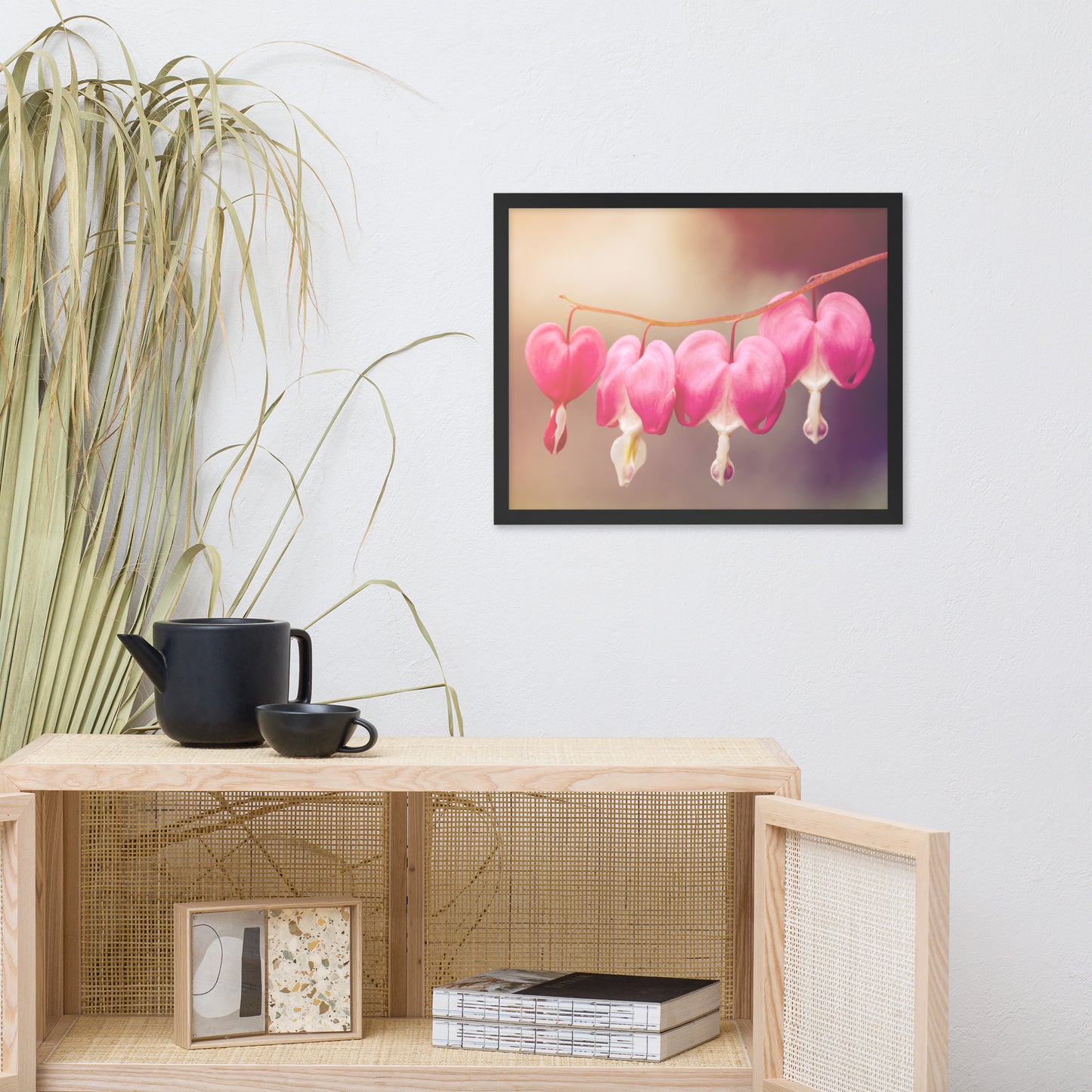 Be Still My Bleeding Heart Warm Summer Glow Floral Nature Photo Framed Wall Art Print