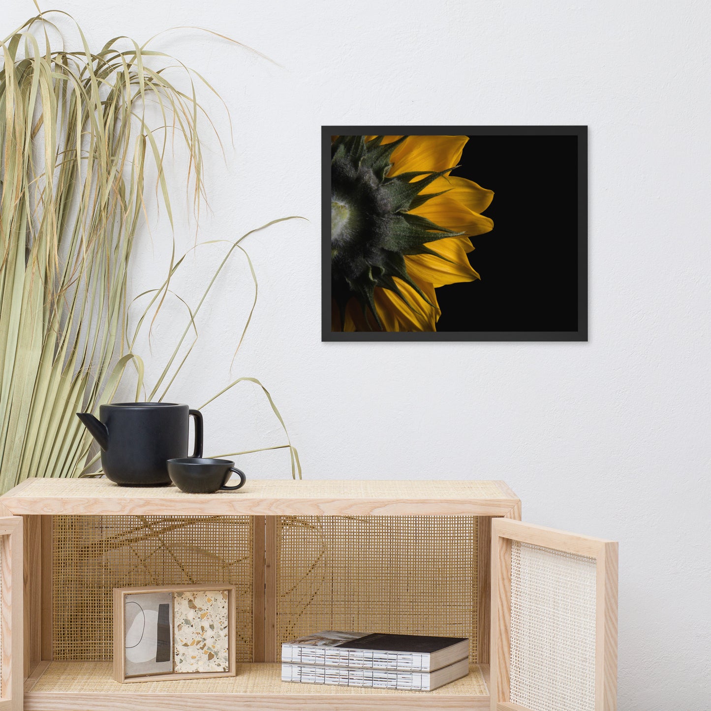 Backside of Sunflower Minimal Floral Nature Photo Framed Wall Art Print