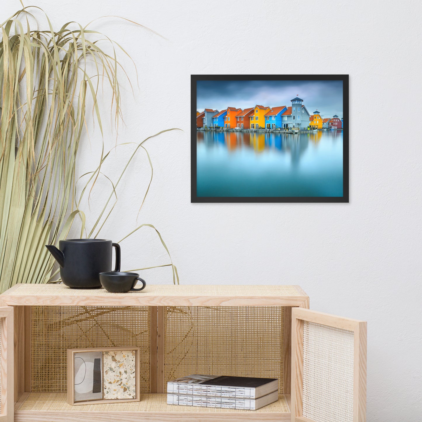 Blue Morning at Waters Edge Landscape Framed Photo Paper Wall Art Prints
