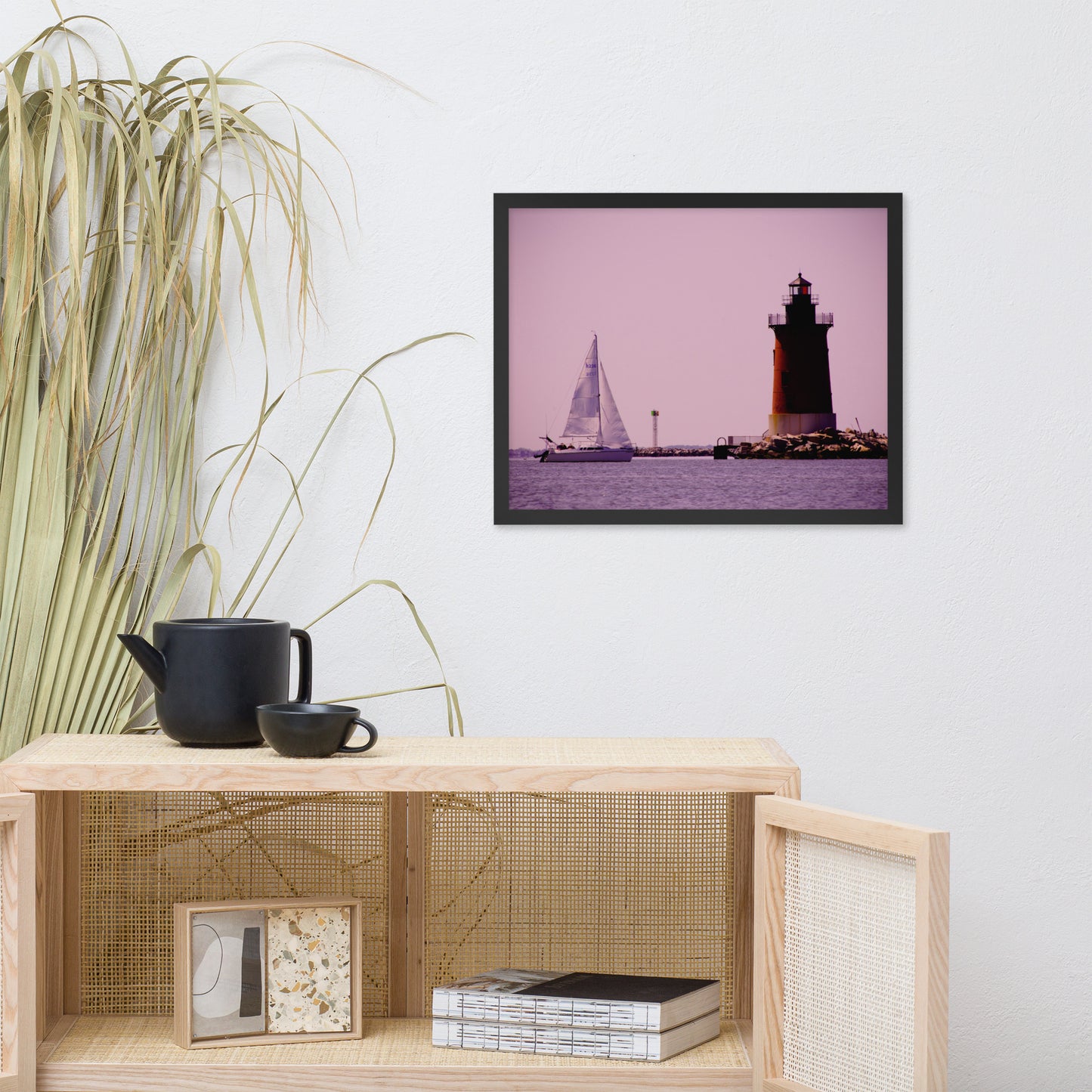 Sailing in the Bay Beach Coastal Landscape Framed Photo Paper Wall Art Prints