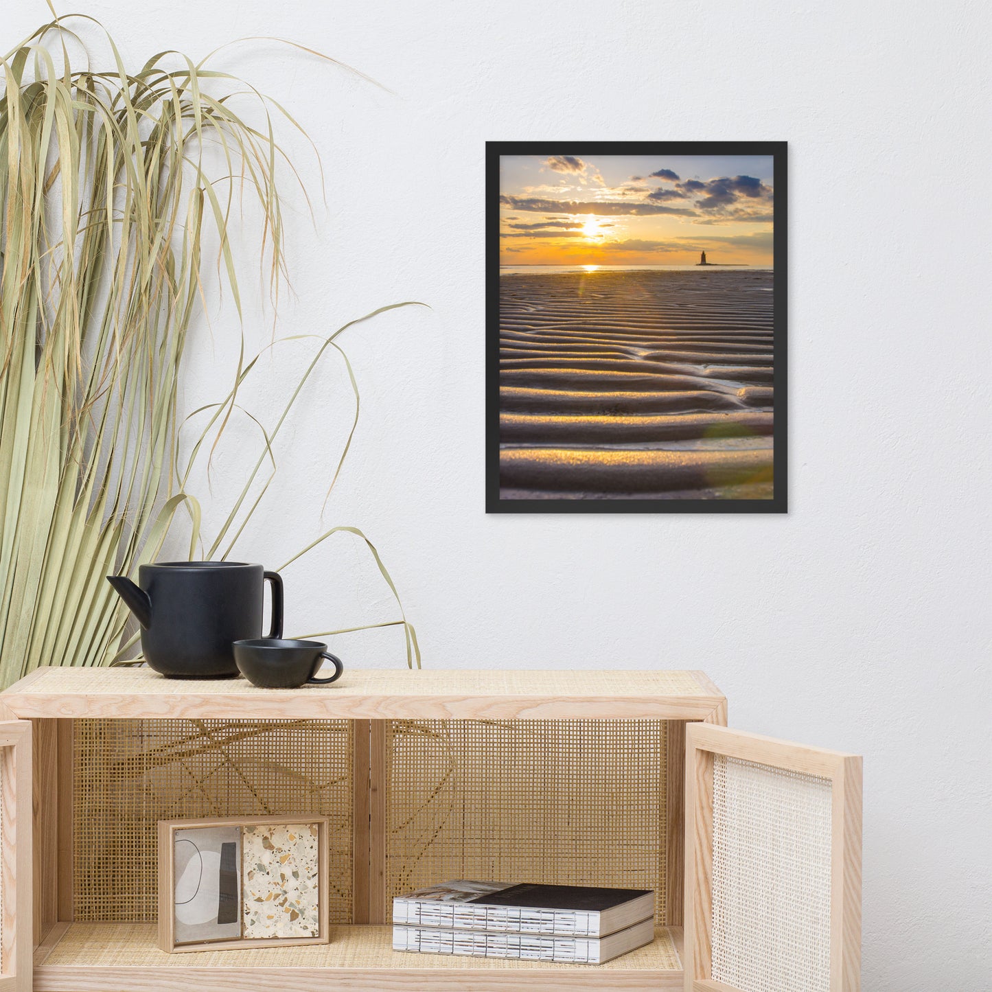 Sandbars and Sunset Coastal Landscape Framed Photo Paper Wall Art Prints