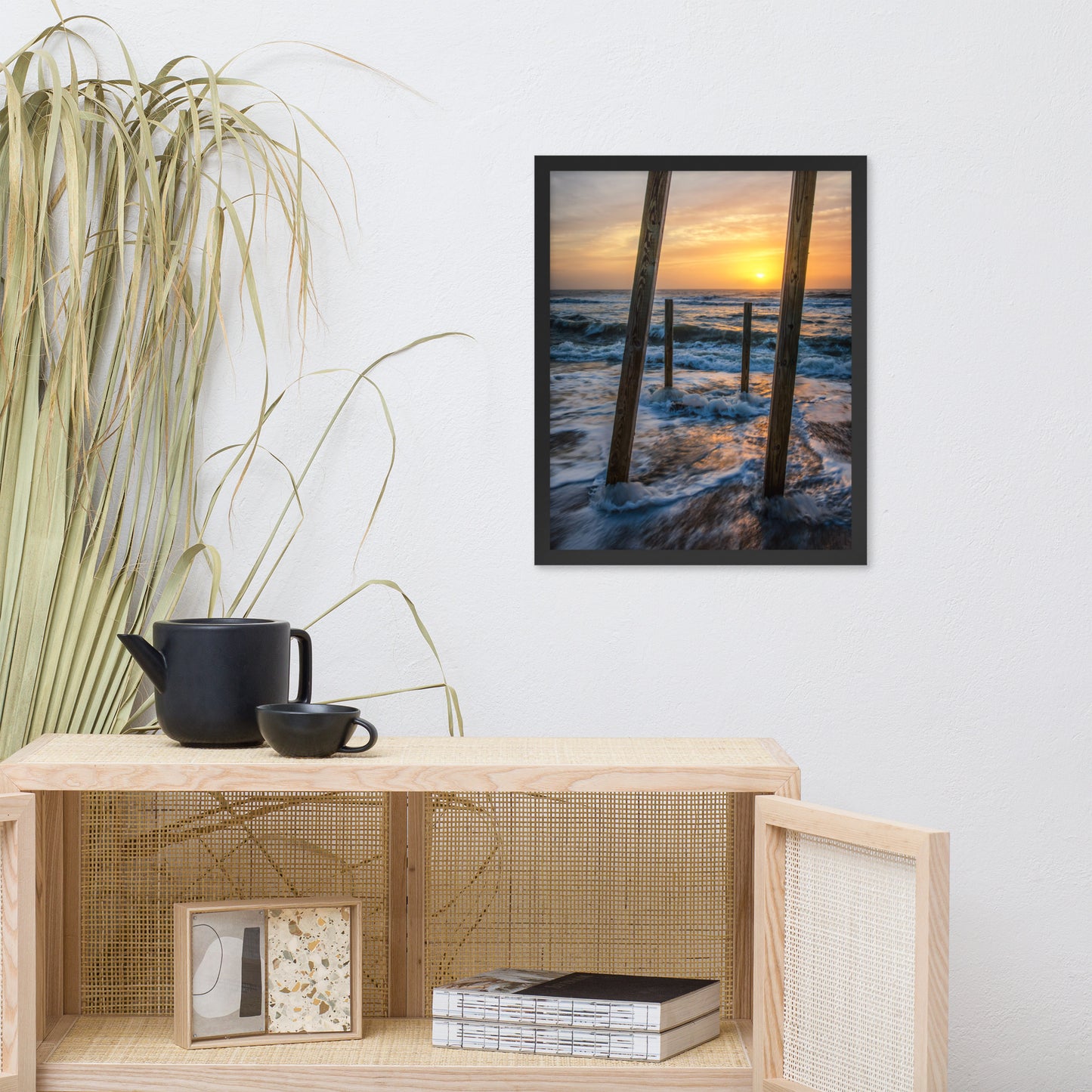 Sunrise Between the Pillars Coastal Landscape Framed Photo Paper Wall Art Prints