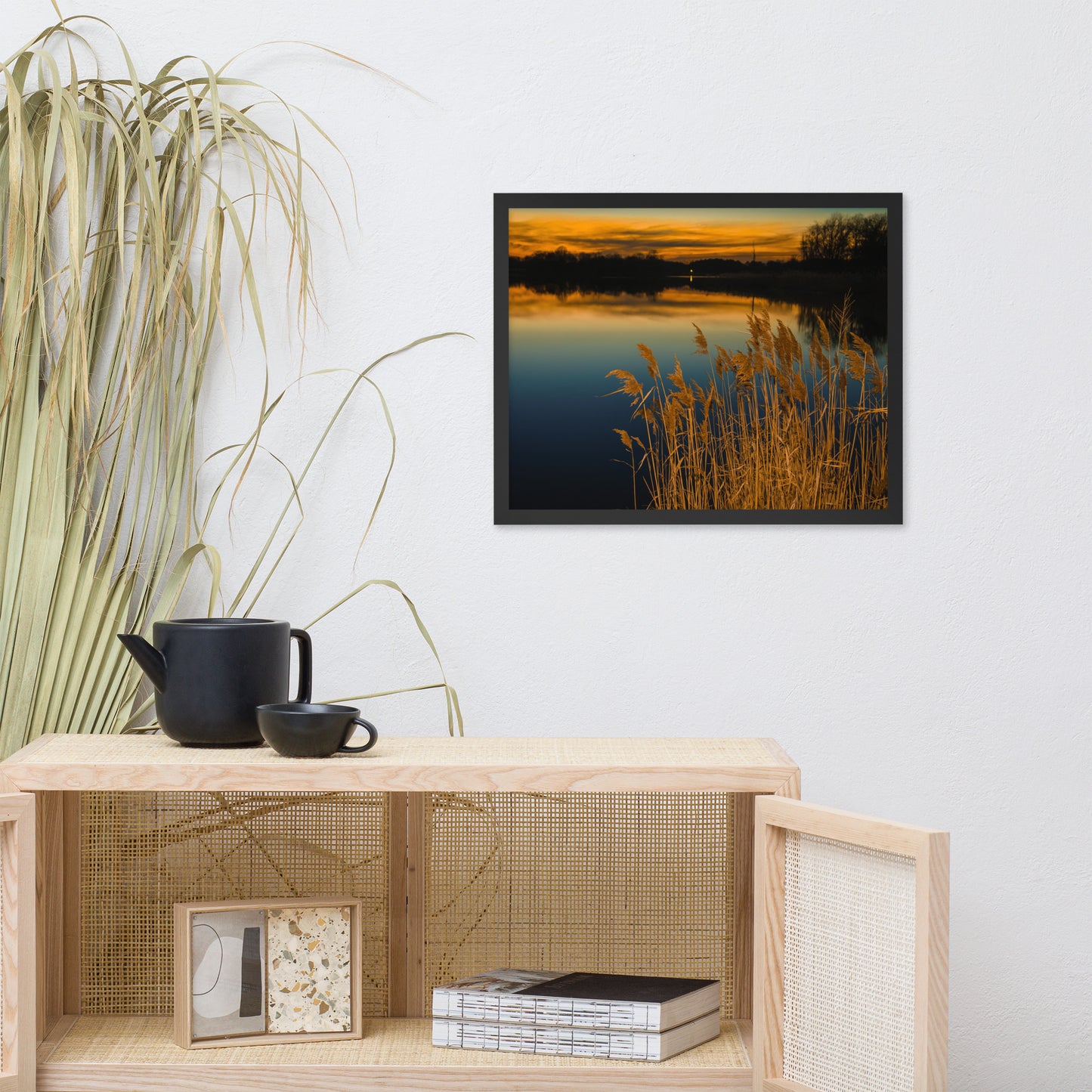 Sunset at Reedy Point Pond Landscape Framed Photo Paper Wall Art Prints
