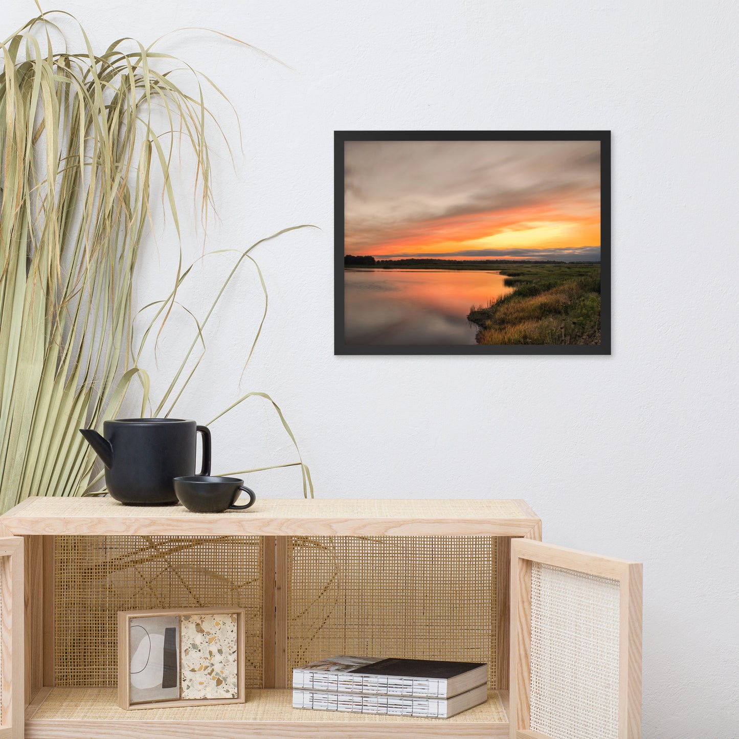 Sunset Over Woodland Marsh Framed Photo Paper Wall Art Prints