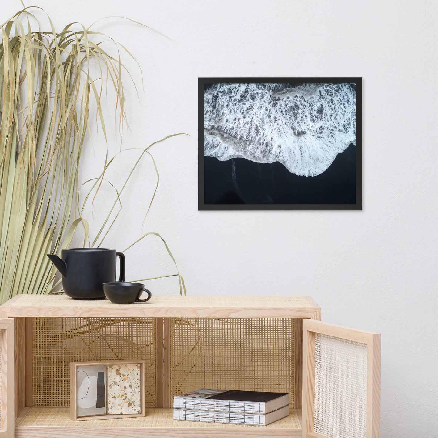 White Waters and Black Sand Coastal Landscape Framed Photo Paper Wall Art Prints