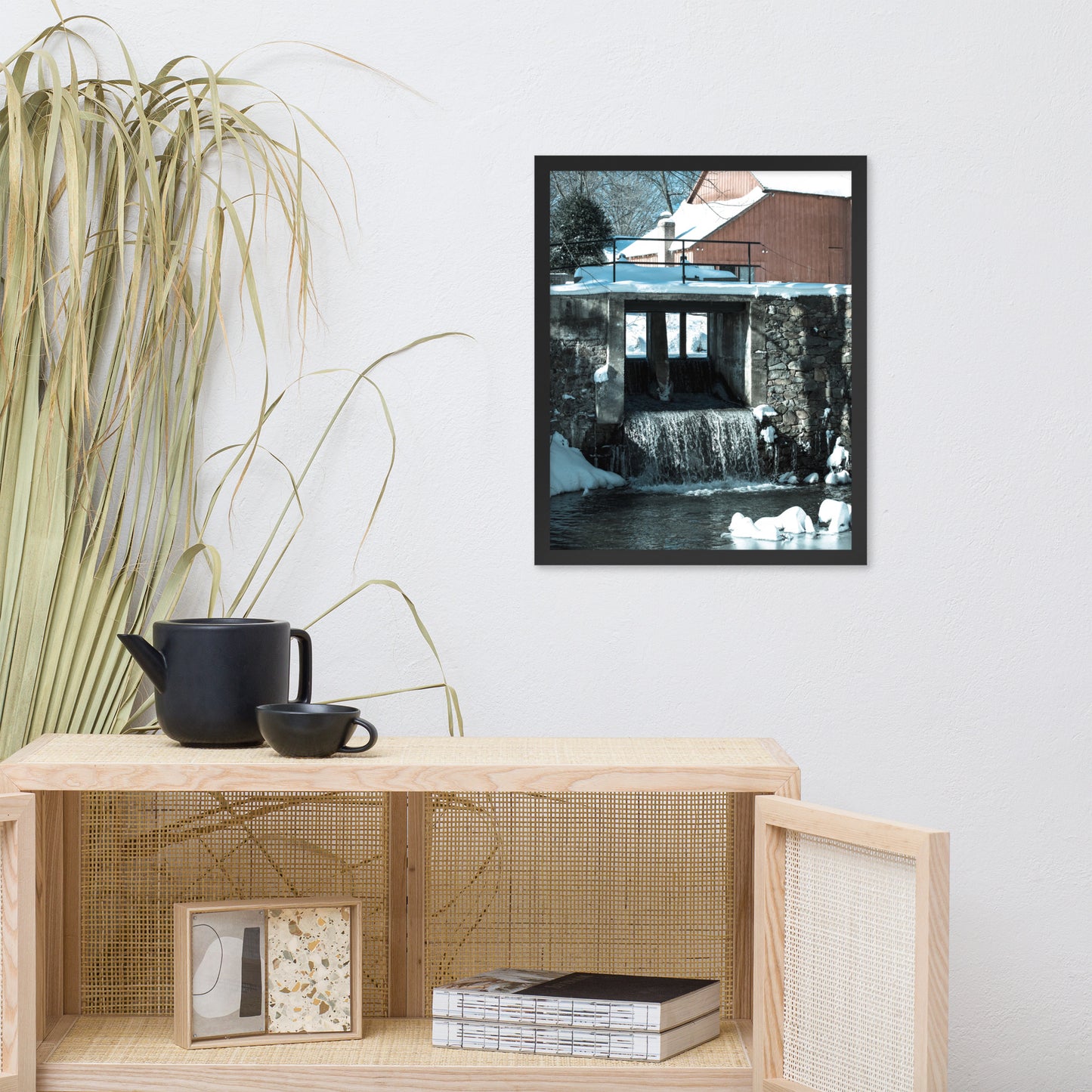 Winter Mill Rural Landscape Framed Photo Paper Wall Art Prints