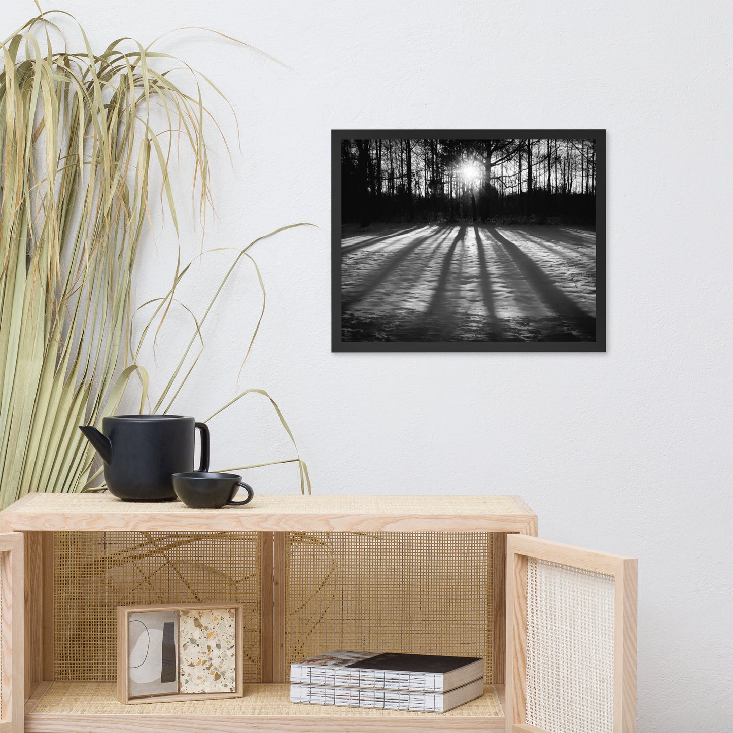 Winter Shadows from the Trees Black & White Framed Photo Paper Wall Art Prints