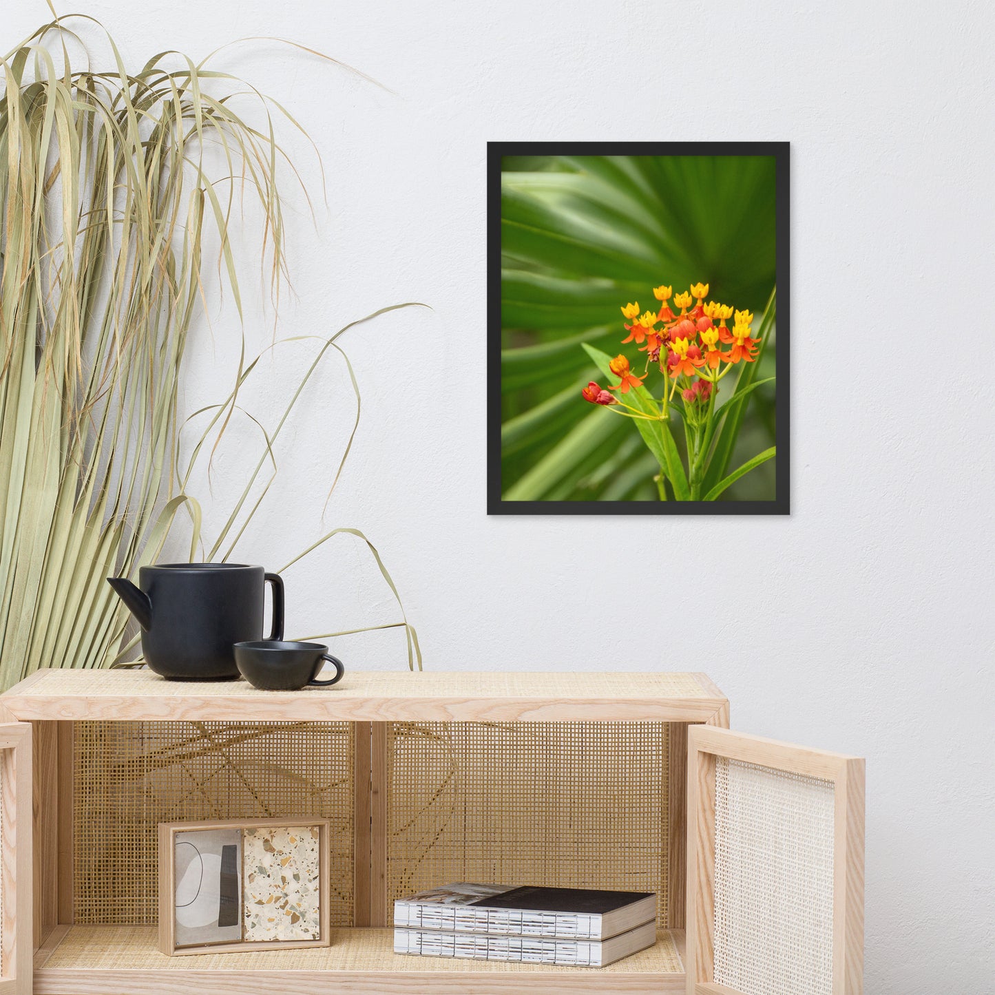 Bloodflowers and Palm Color Floral Nature Photo Framed Wall Art Print