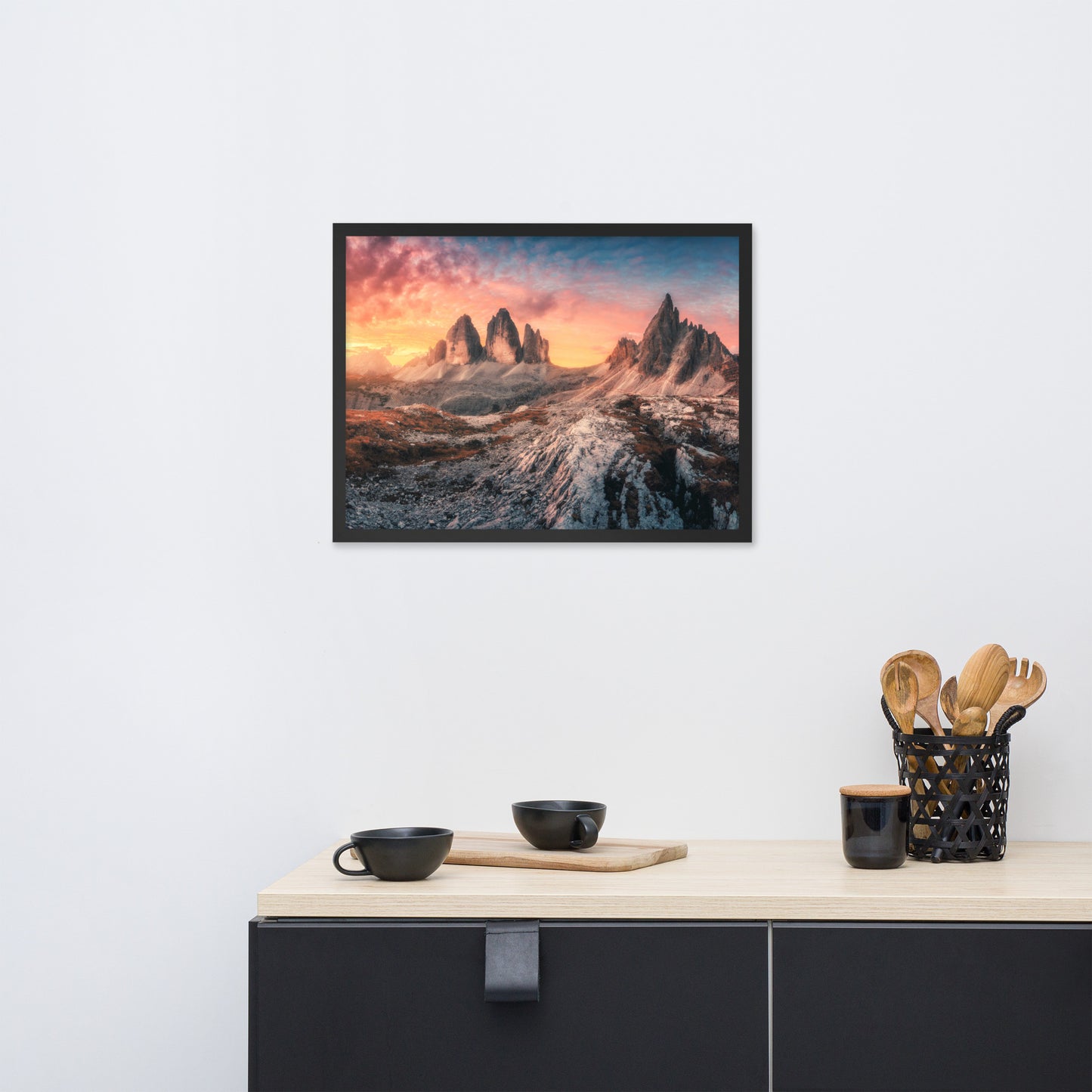 Mountain Colorful Cloudy Sunset 2 Framed Wall Art Print